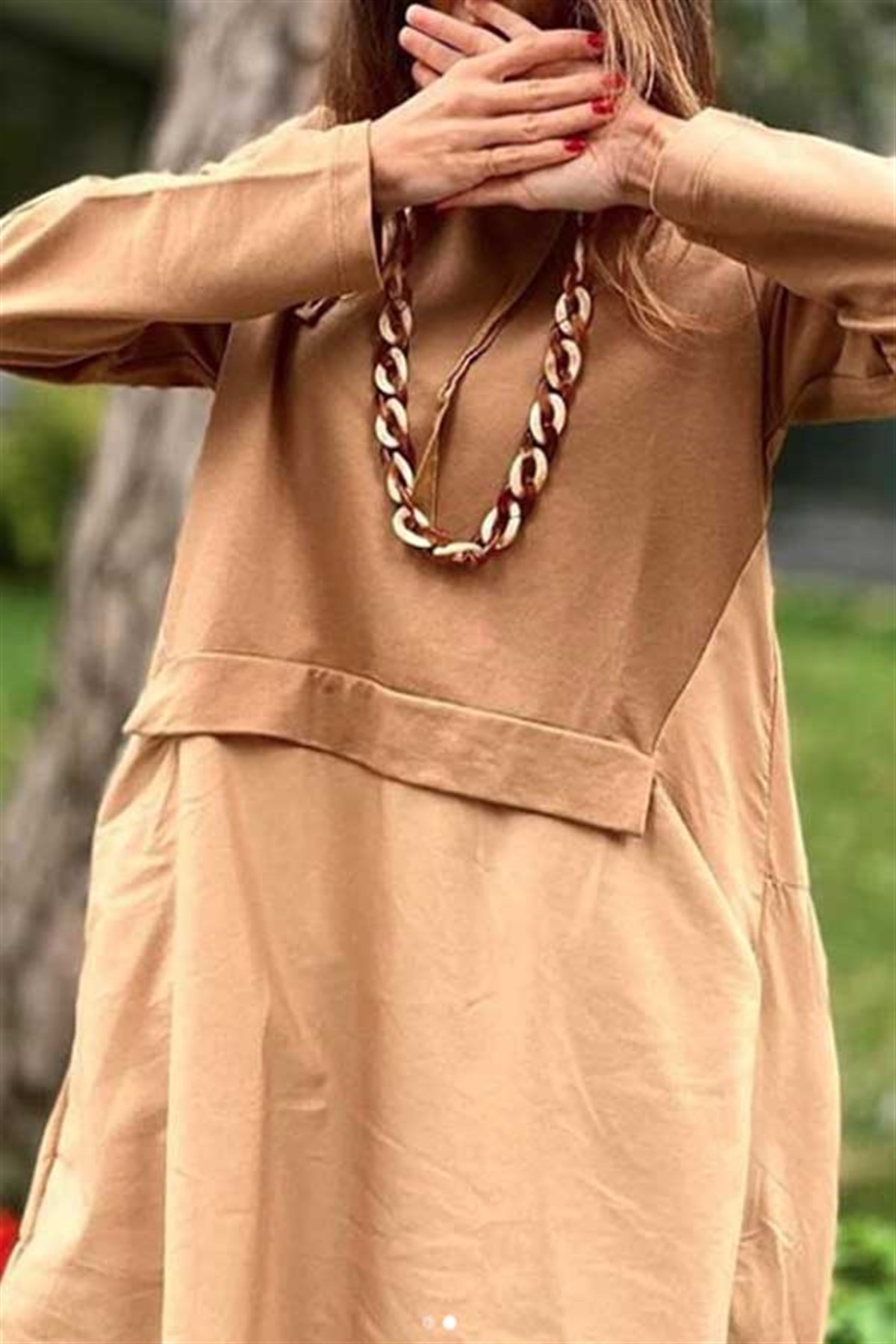 Sweatshirt Detaylı Sırtı Poplin Elbise