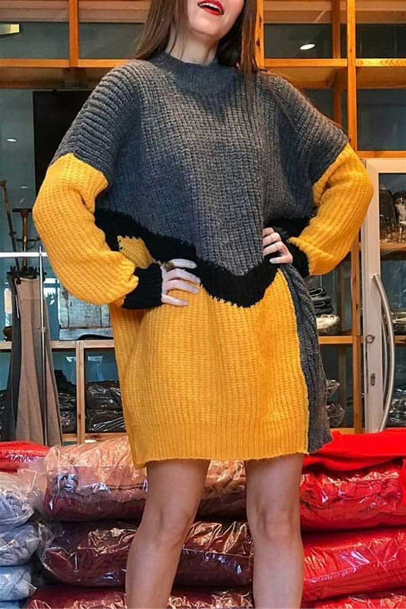 Taba Antrasit Oversize Triko Tunik