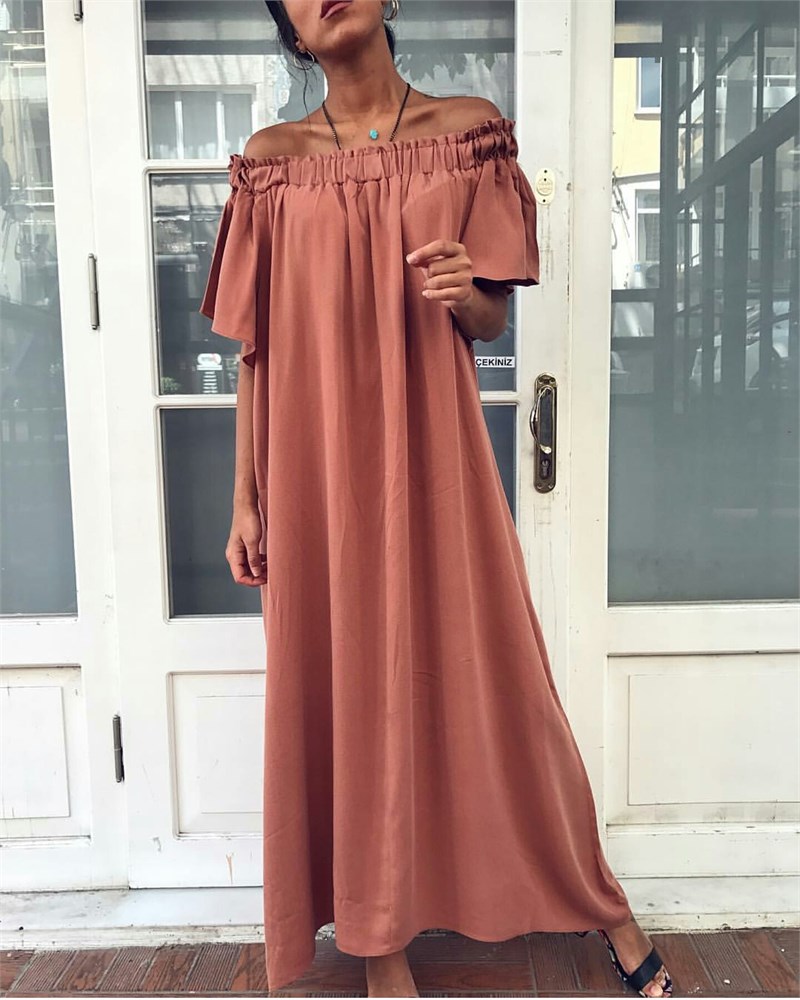 Tansel Kumaş Madonna Yaka Elbise