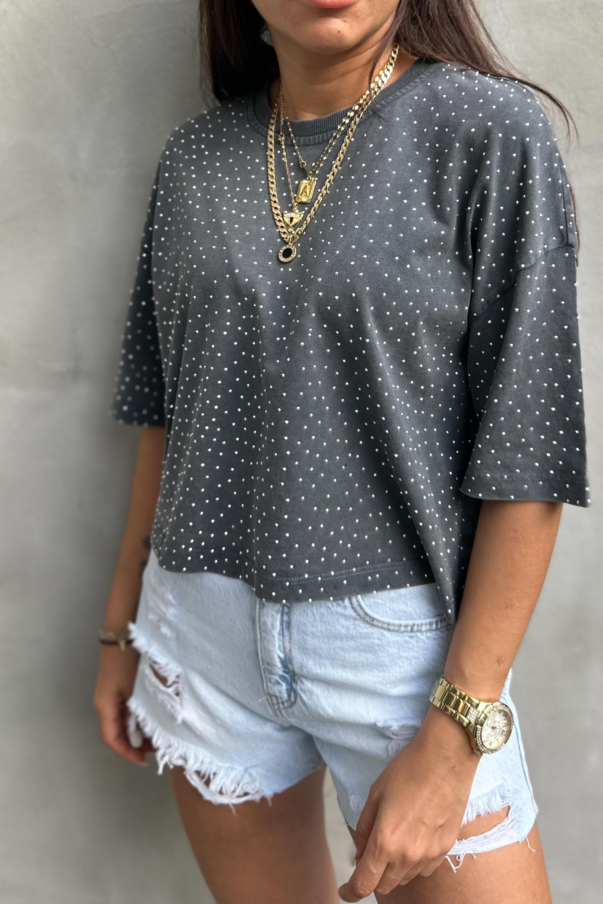 Taş Baskılı Crop TshirtTSHİRT