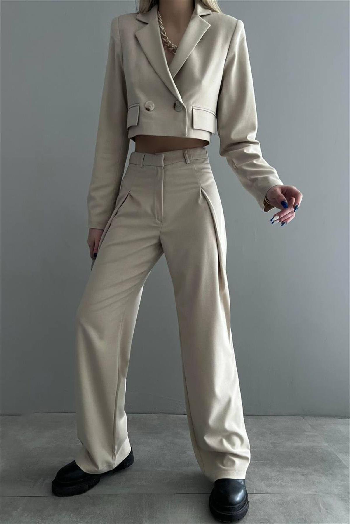 Taş Crop Ceket Pantolon TakımTAKIMLAR