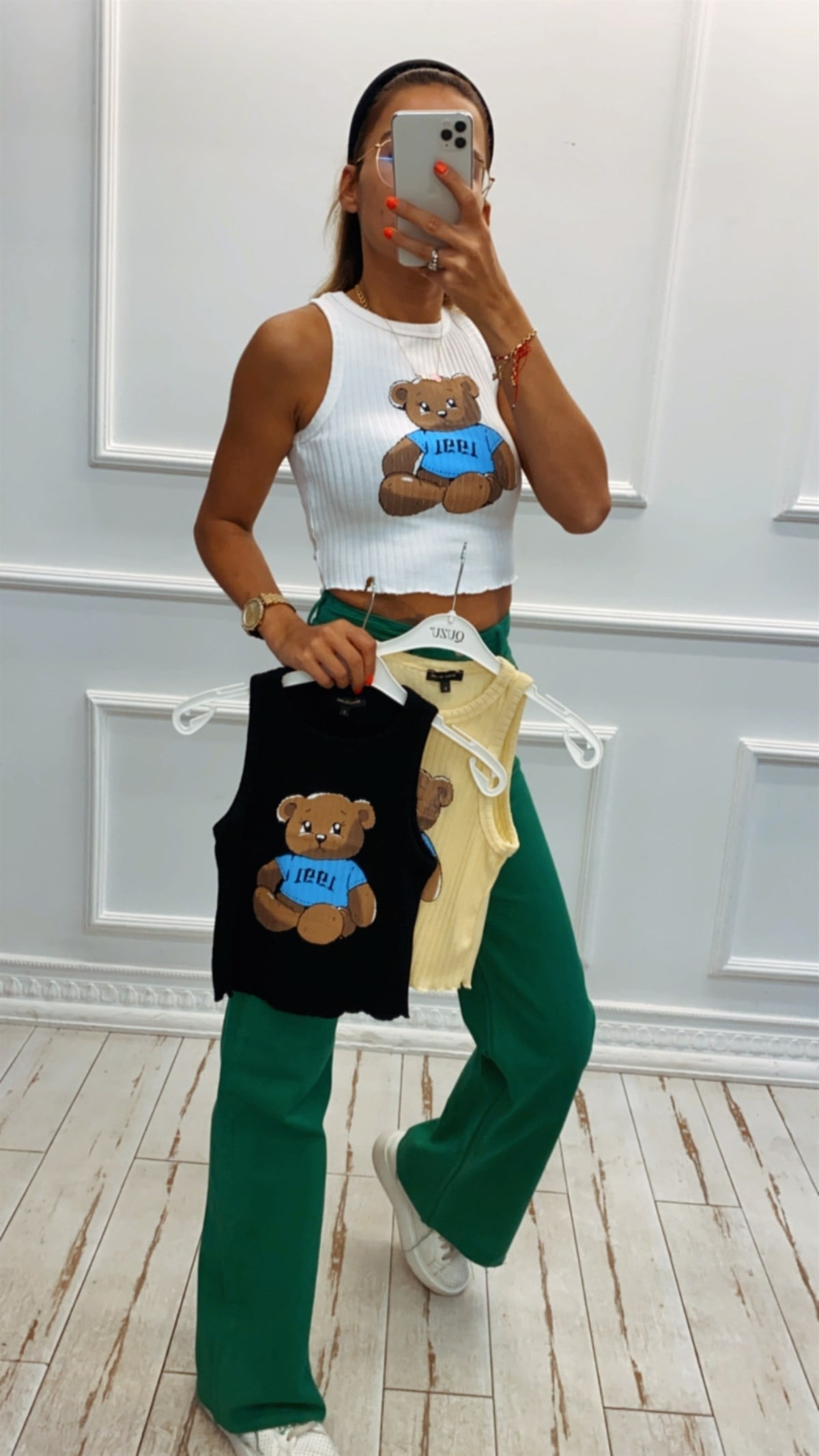 Teddy Baskılı Crop