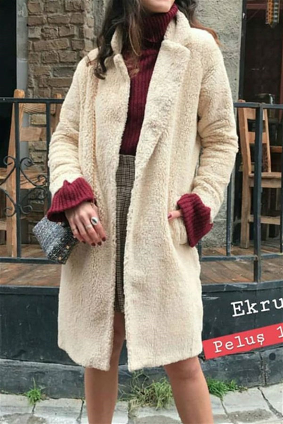 Teddy Peluş Ekru Kaban