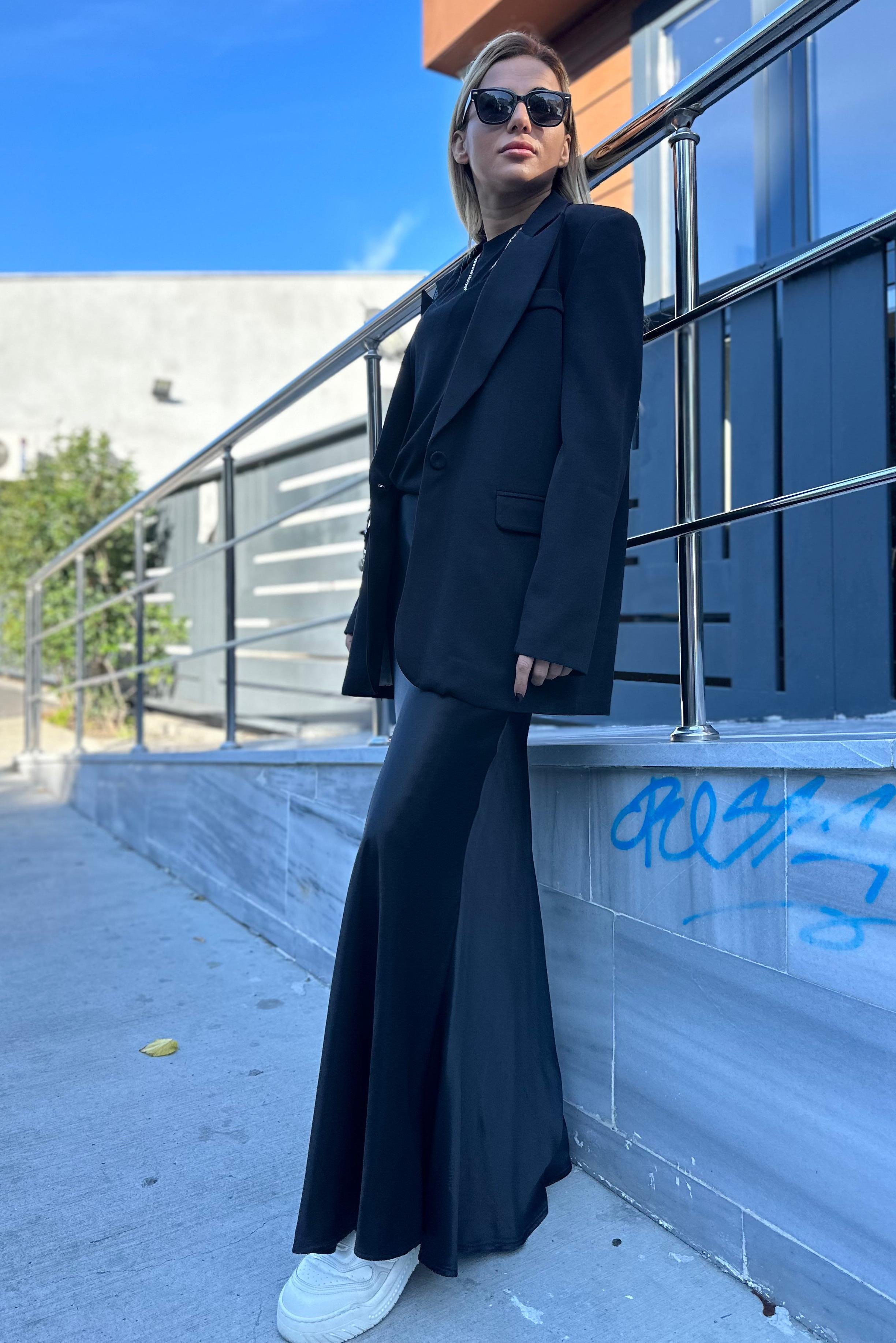 Tek Düğme Siyah Blazer CeketMONT/CEKET