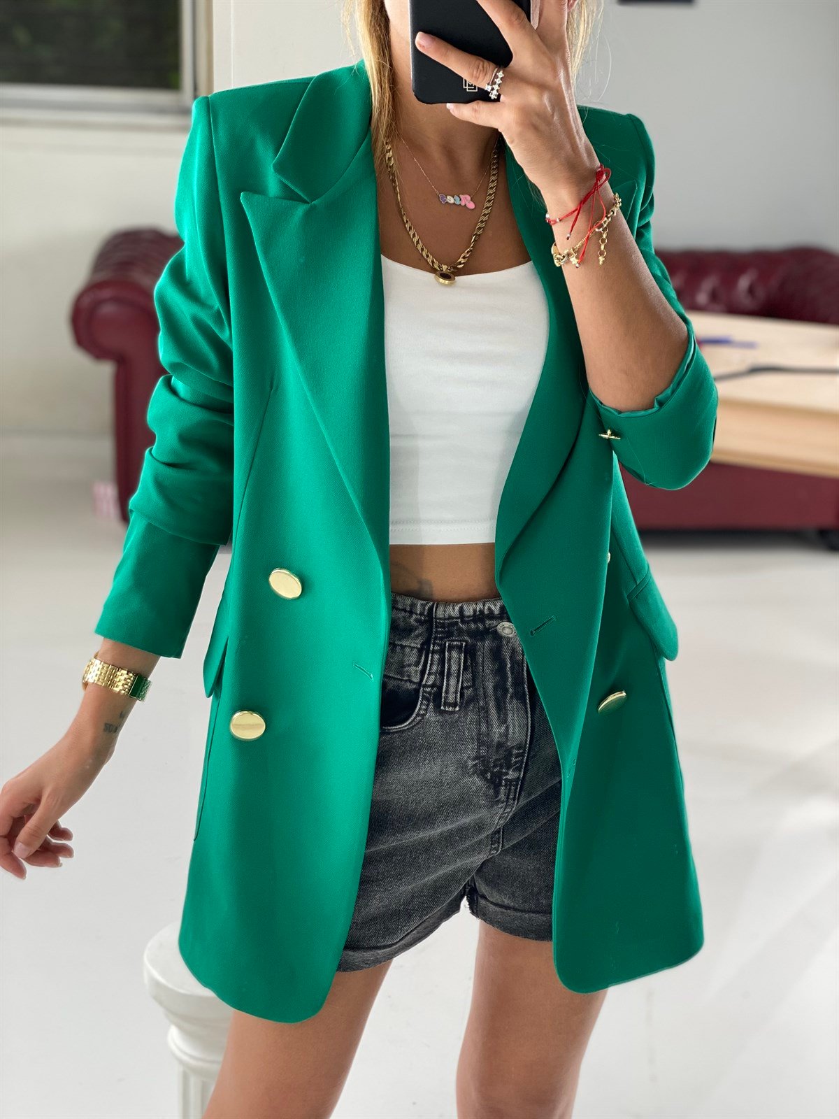 Torba Cepli Yeşil Blazer Ceket