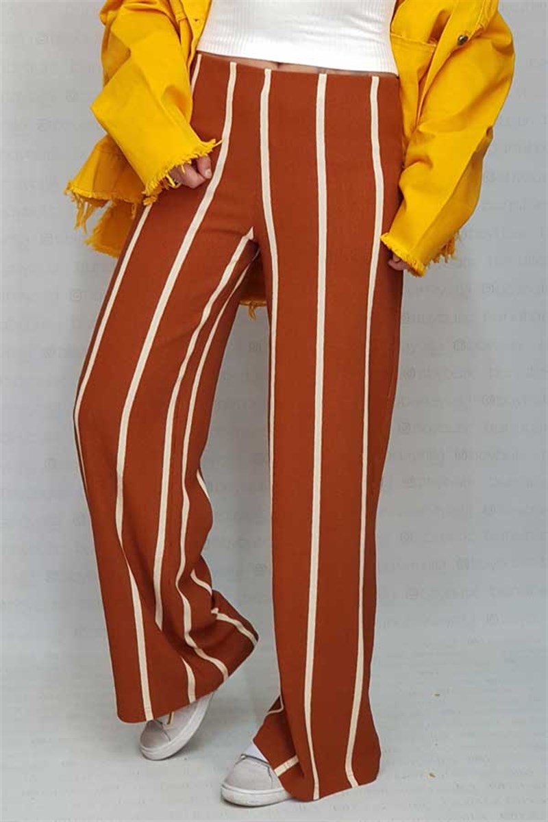 Tril Kumaş Çizgili Slaş Pantalon