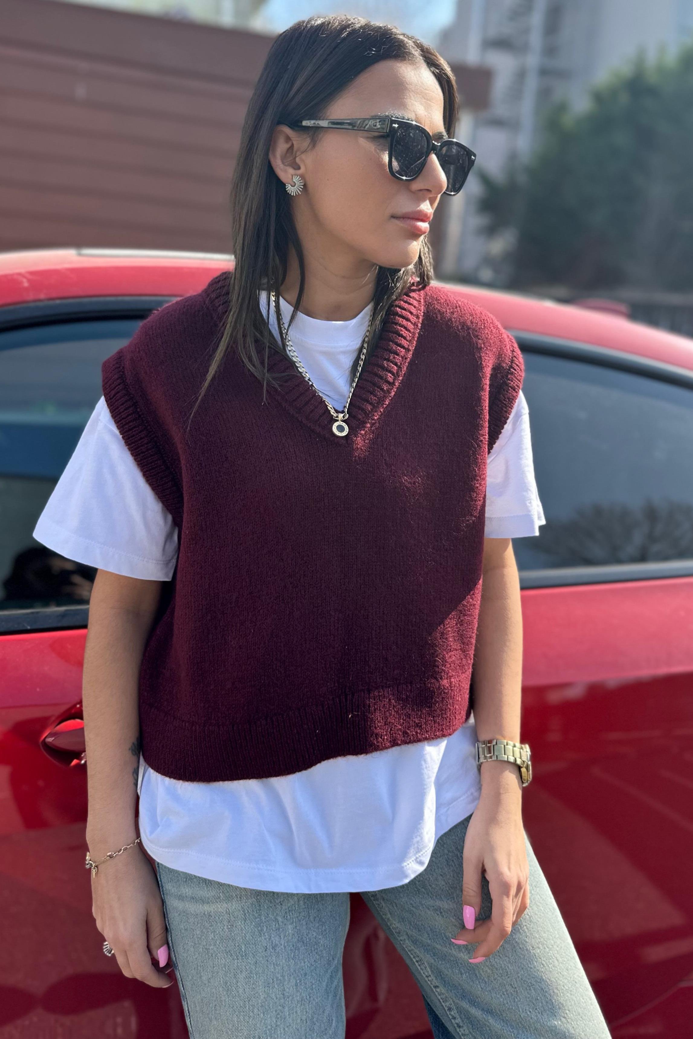 V Yaka Bordo SüveterYENİ GELENLER