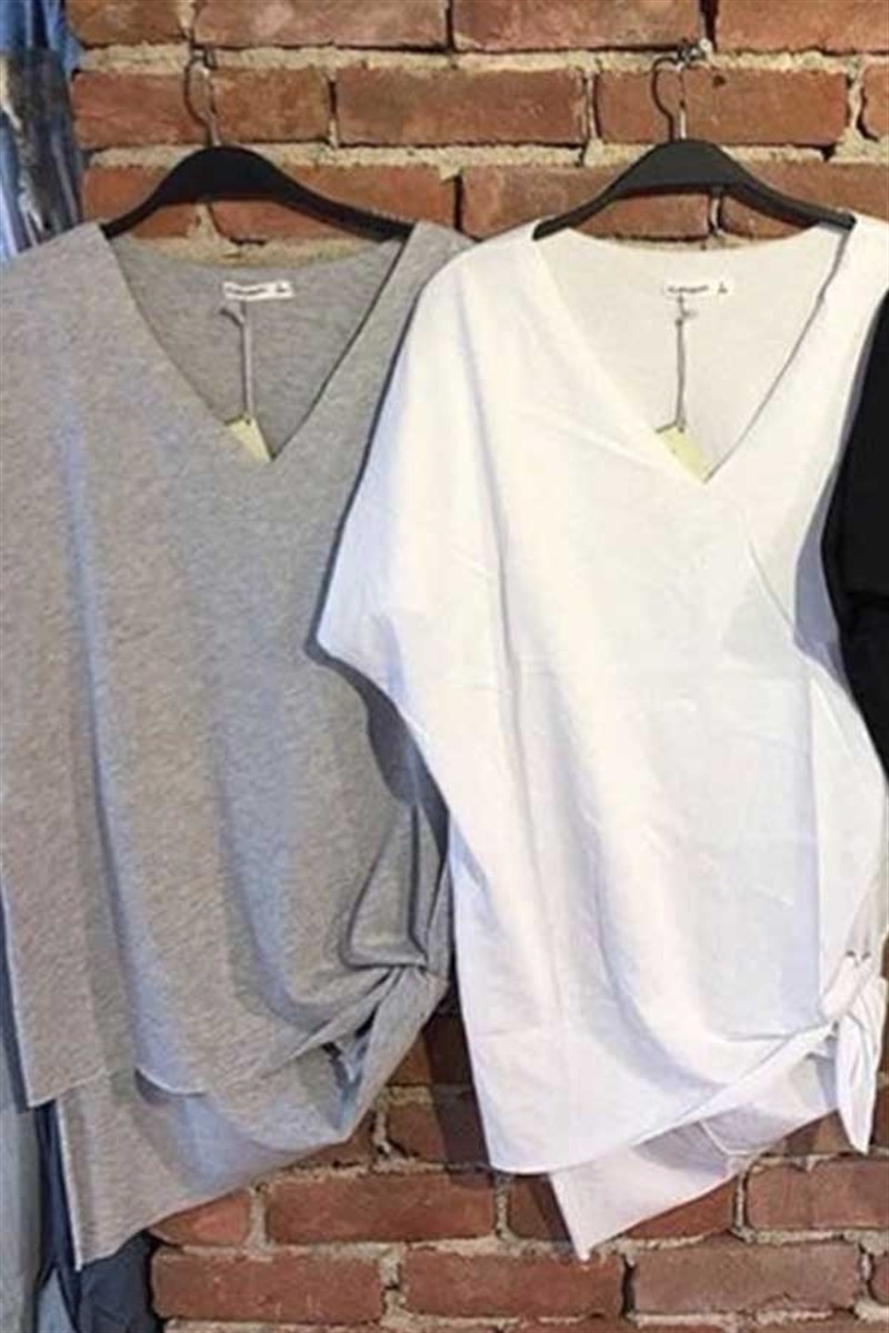 V Yaka Yırtmaçlı Tunik Tshirt