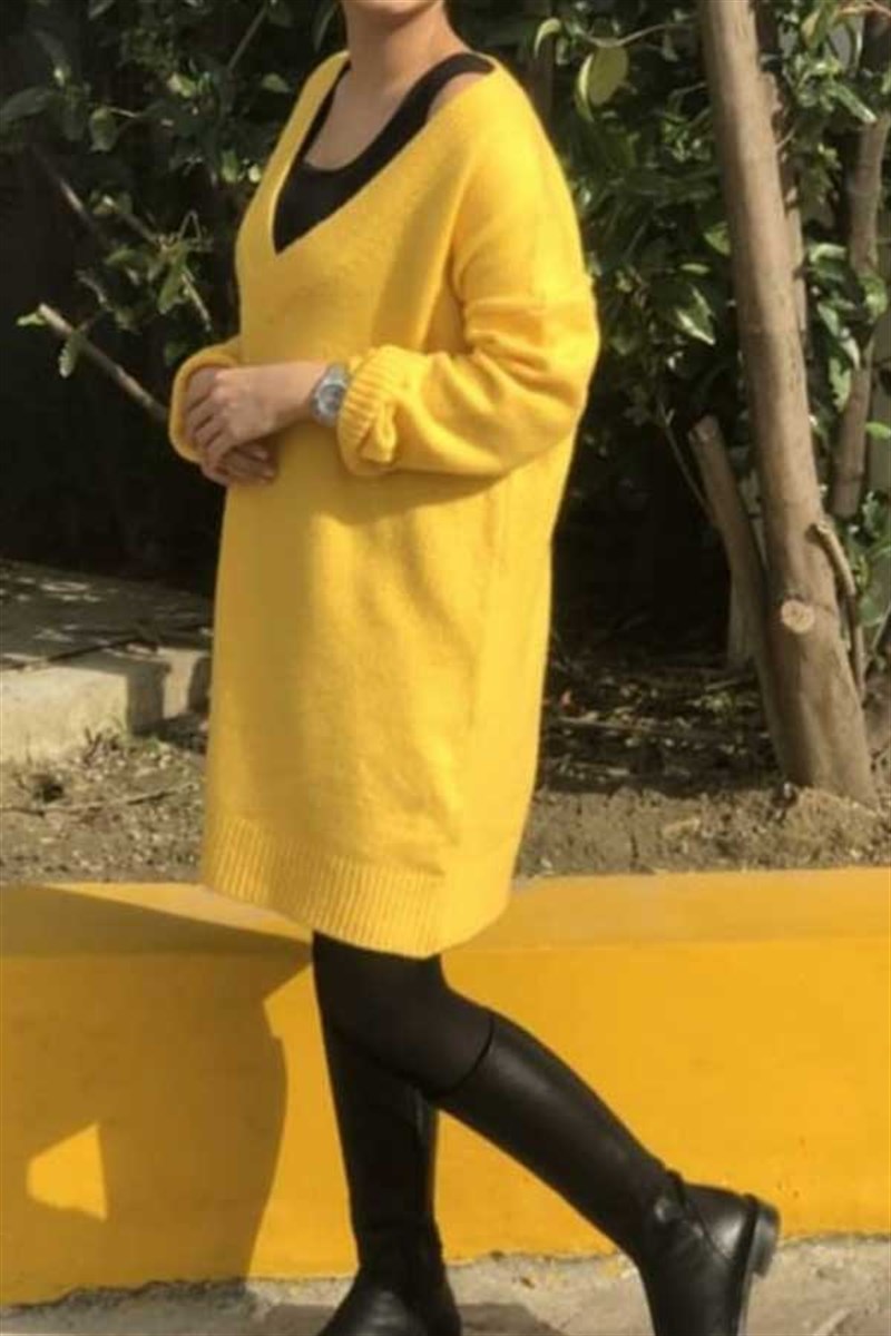 V Yakalı Triko Tunik