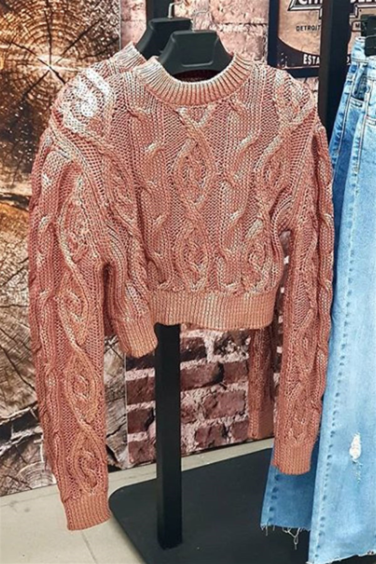 Varak Baskılı Mini Triko Kazak