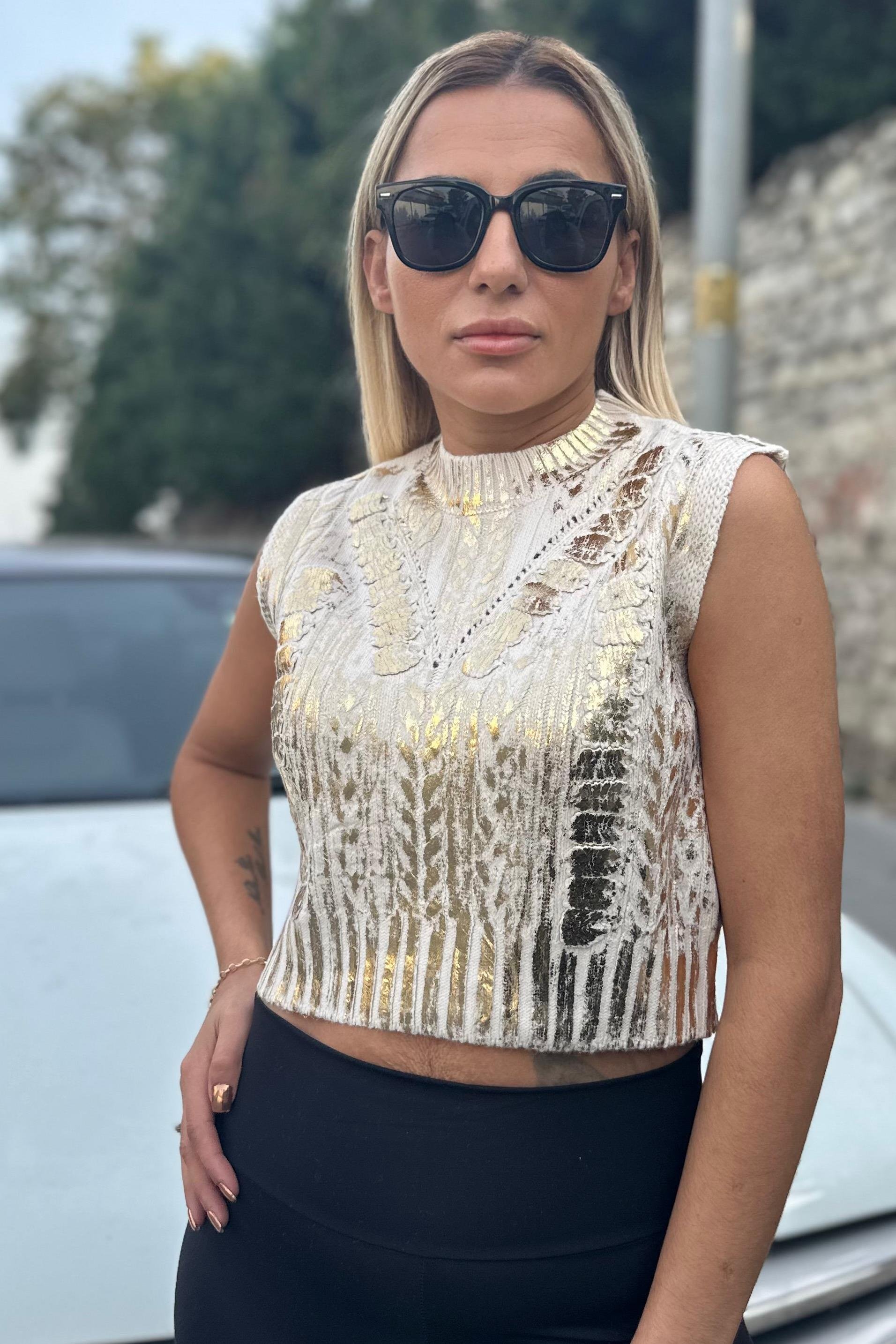 Varaklı Gold SüveterKAZAK