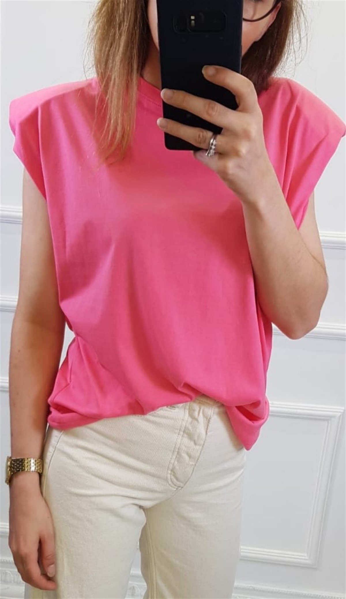 Vatkalı Pembe Basic Tshirt