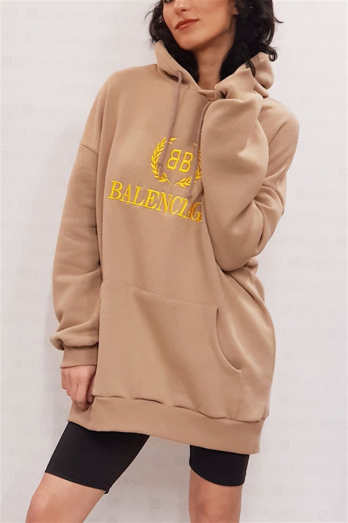 Vizon Balanciaga Kapşonlu Sweatshirt