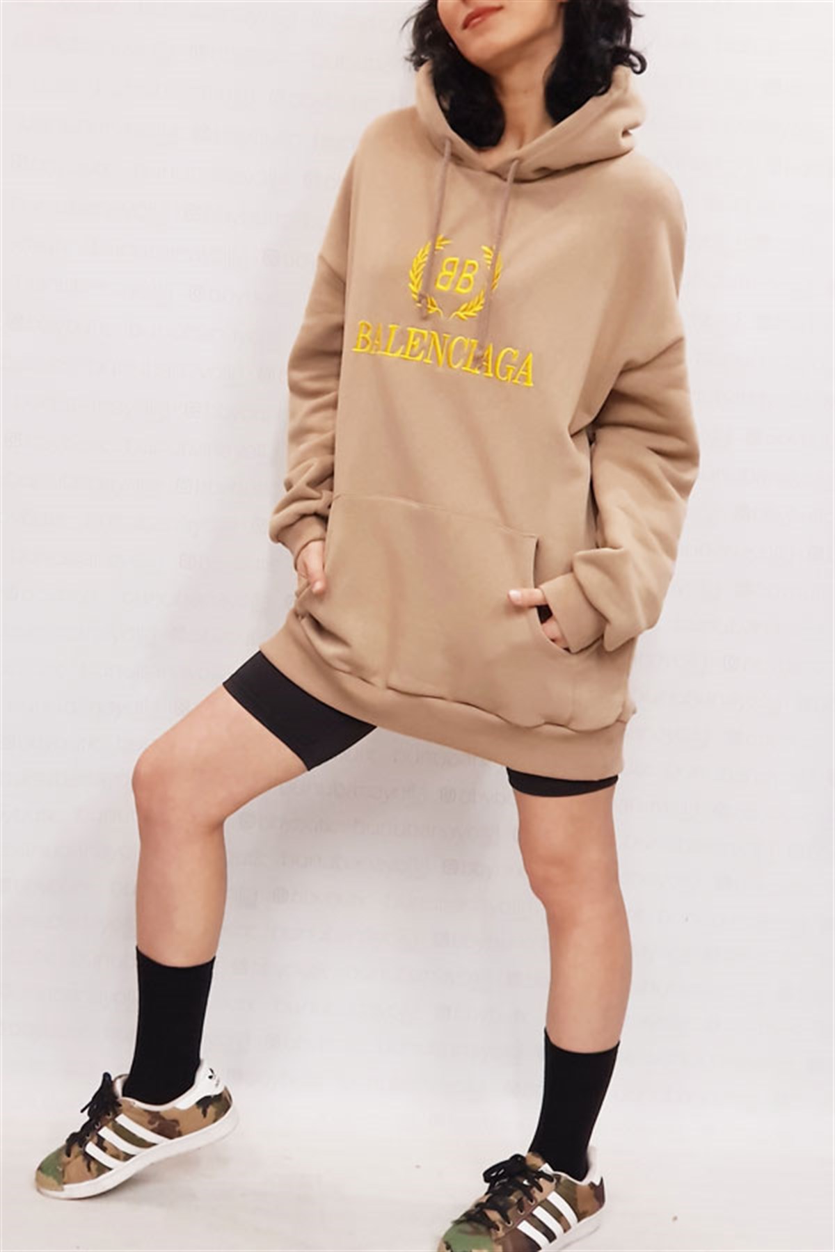 Vizon Balanciaga Kapşonlu Sweatshirt