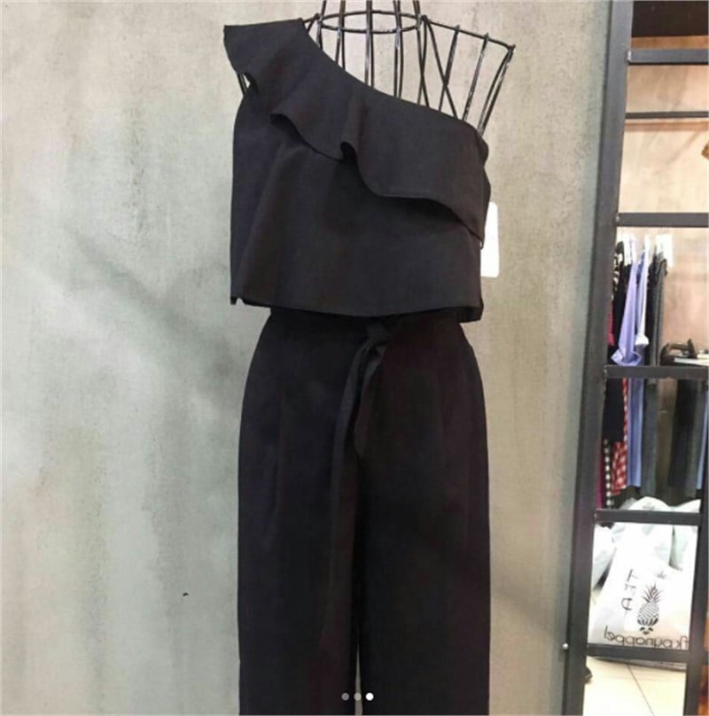 Volanlı Tek Omuz Midi Tulum