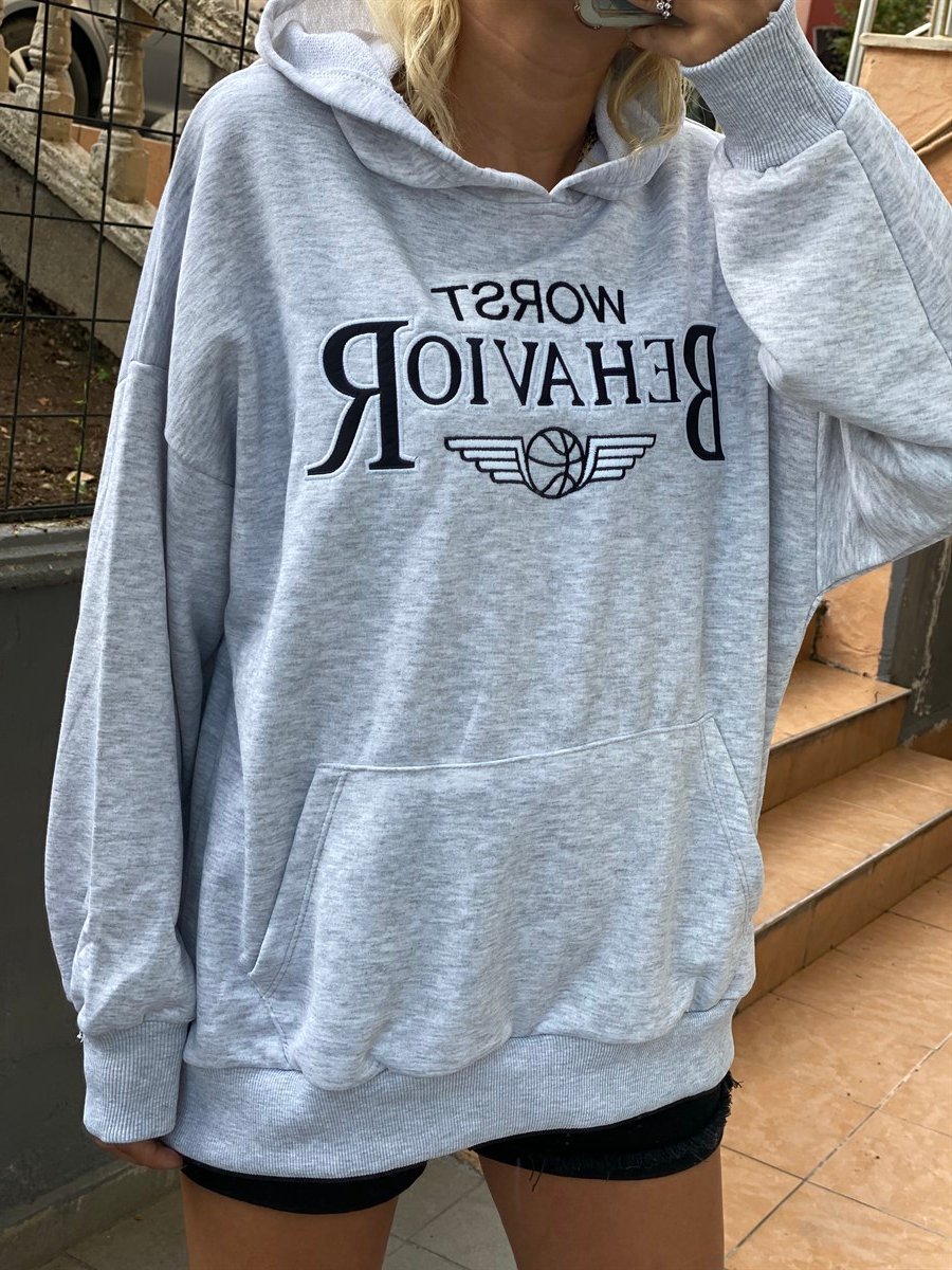 Worst Gri Kapşonlu SweatshirtSWEATSHİRT