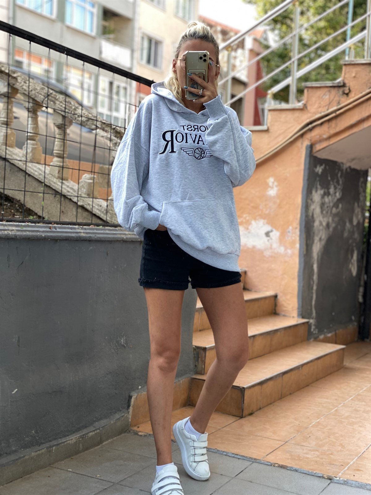 Worst Gri Kapşonlu SweatshirtSWEATSHİRT