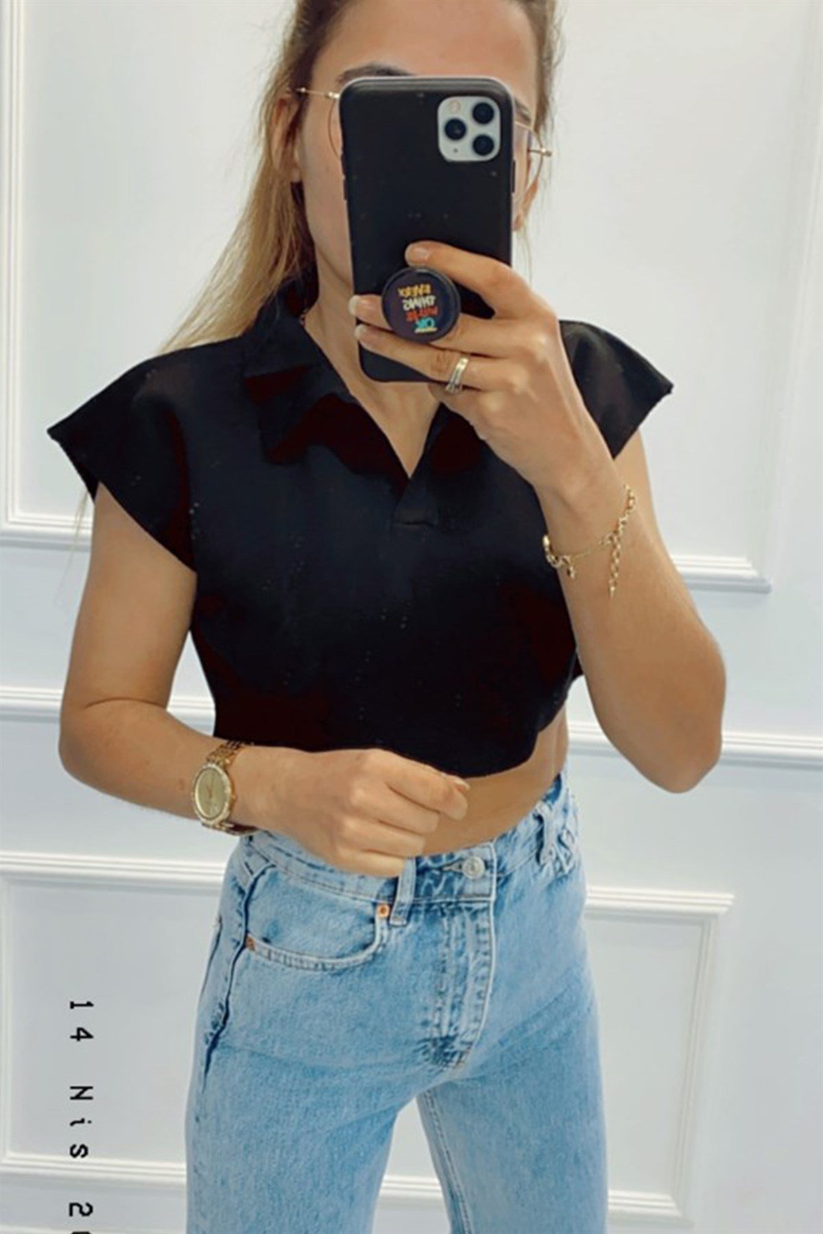 Yakalı Crop BluzCROP