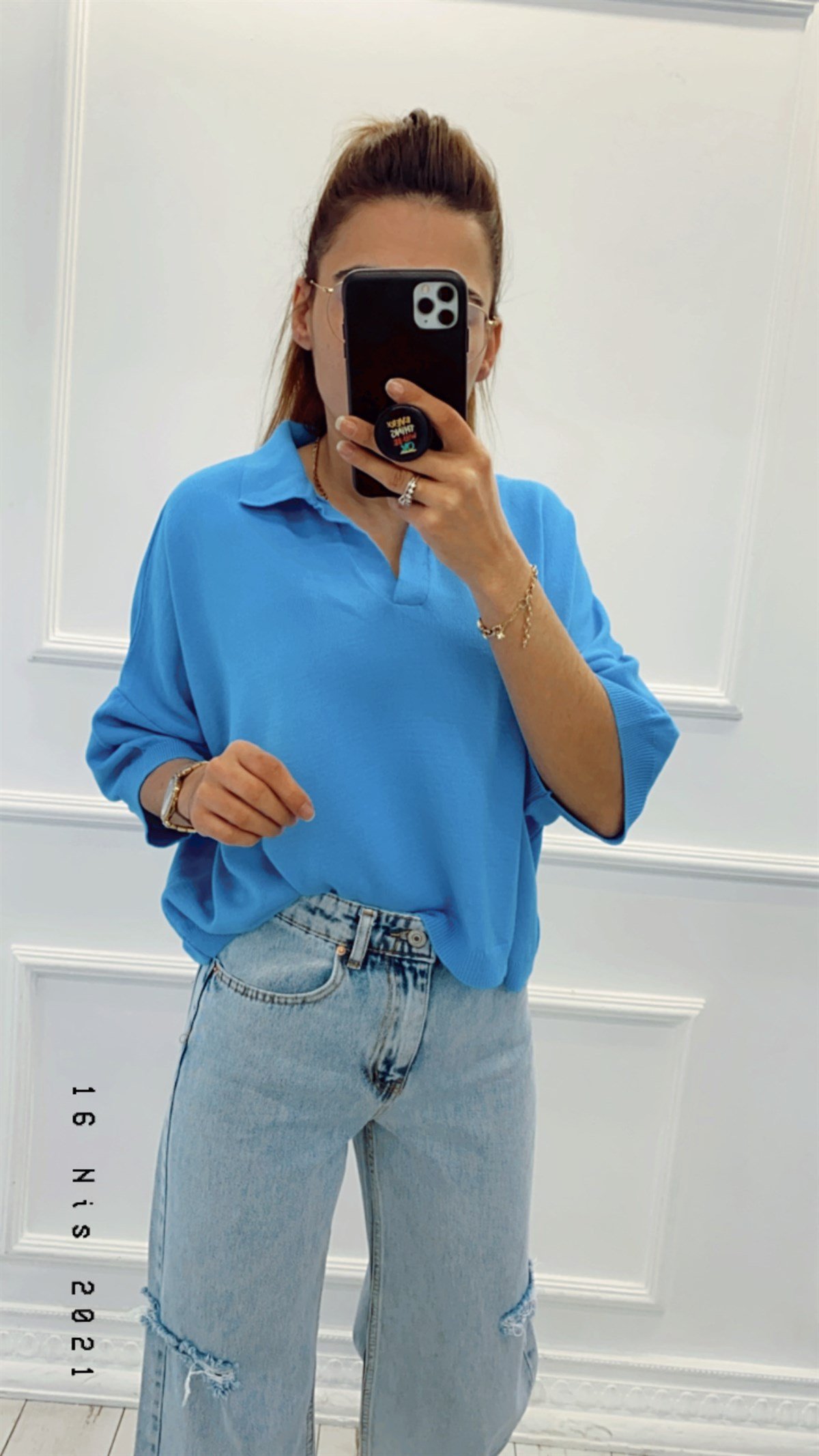 Yakalı Tril Triko Bluz