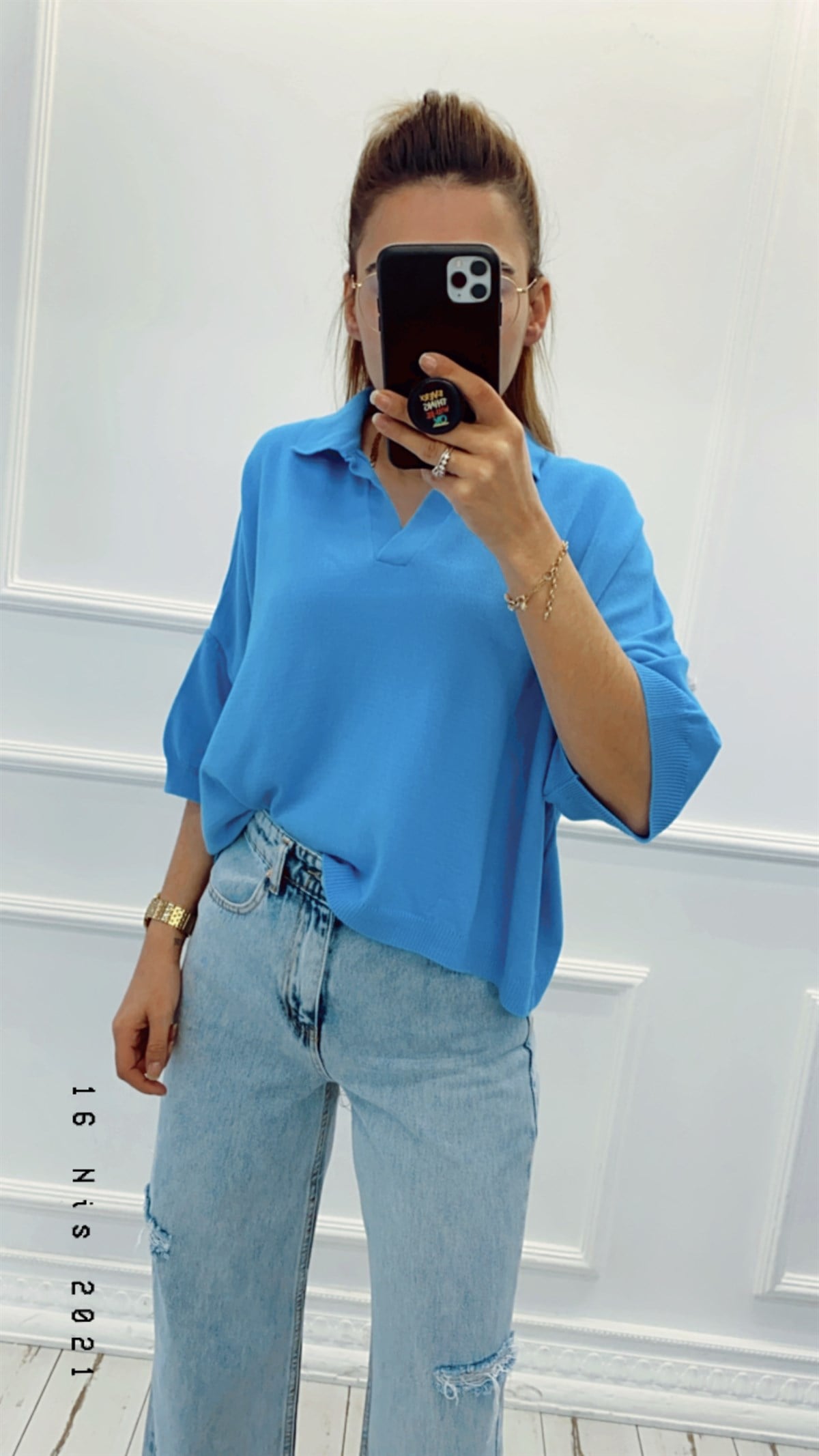 Yakalı Tril Triko Bluz