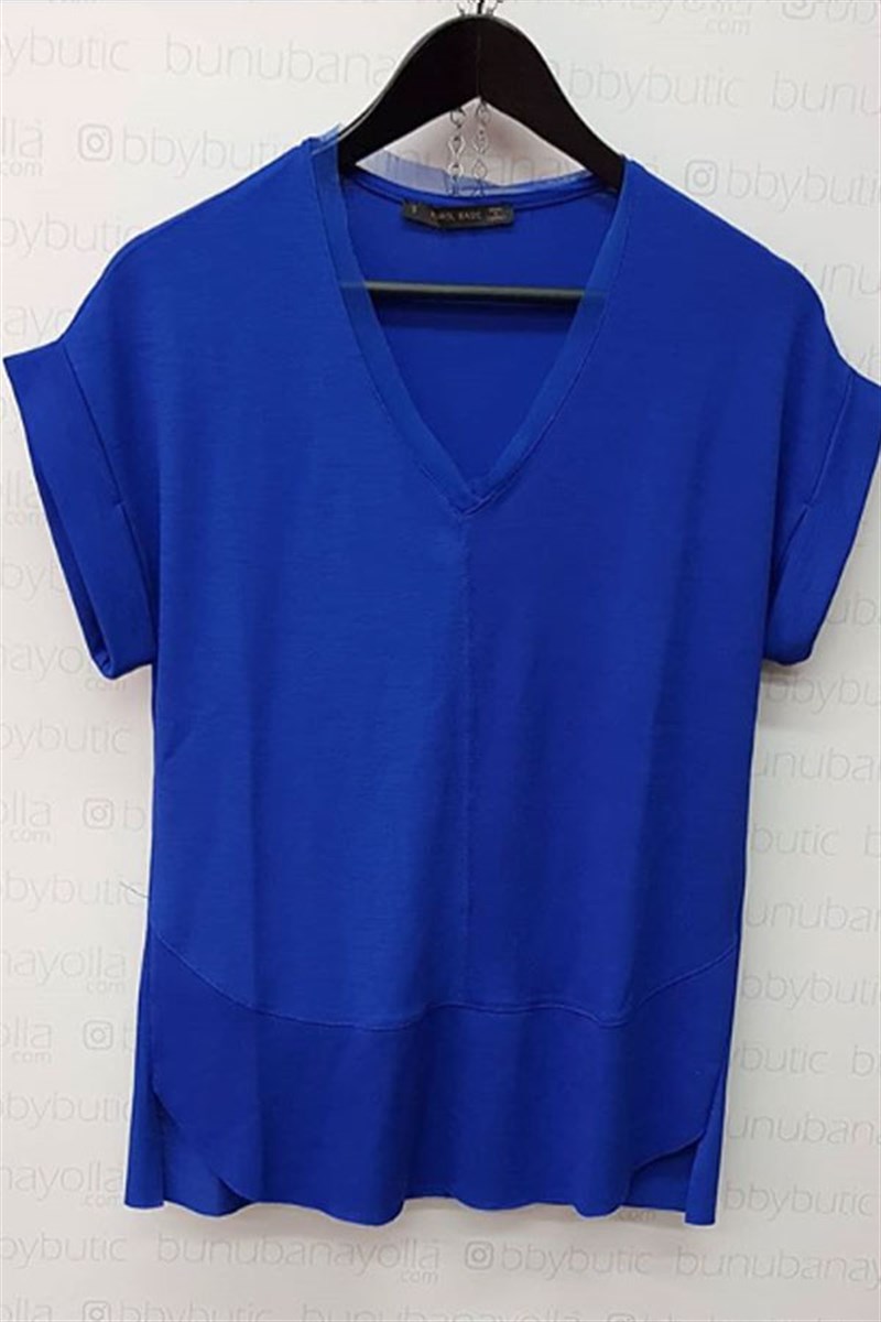 Yakası V Tül Detay Lacoste Kumaş Tshirt