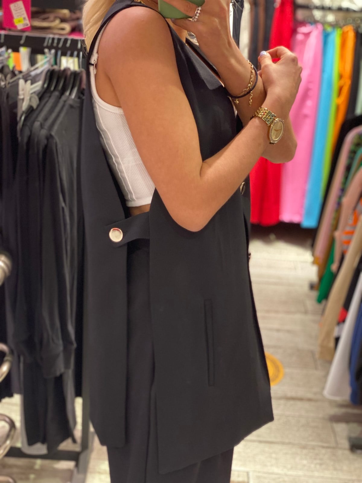 Yanı Yırtmaç Detaylı Blazer YelekMONT/CEKET