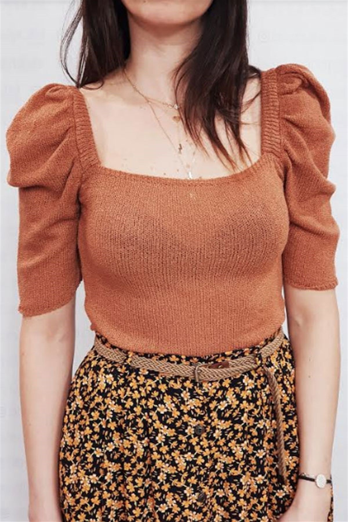 Yarım Balon Kollu Triko Bluz