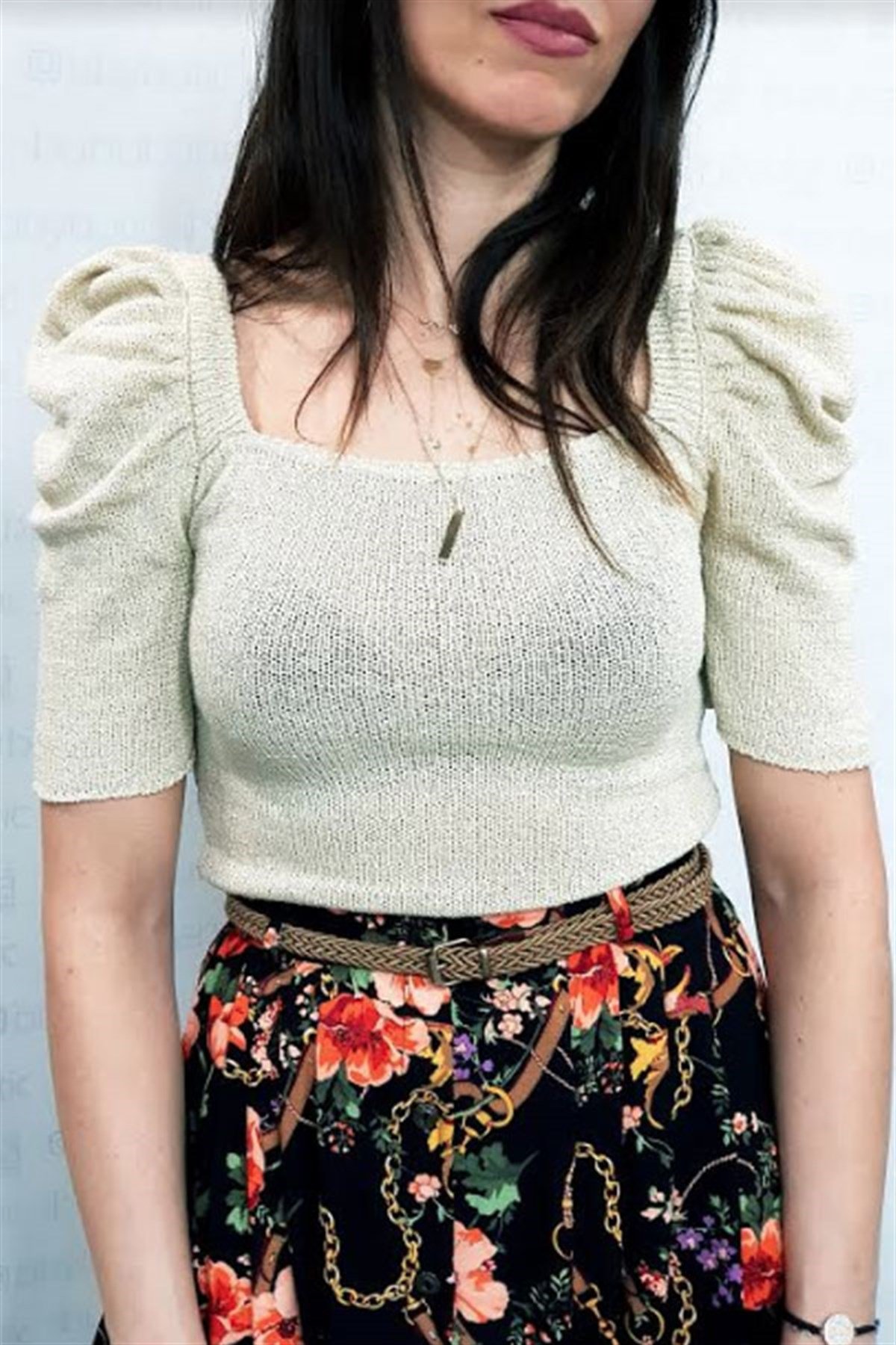 Yarım Balon Kollu Triko Bluz