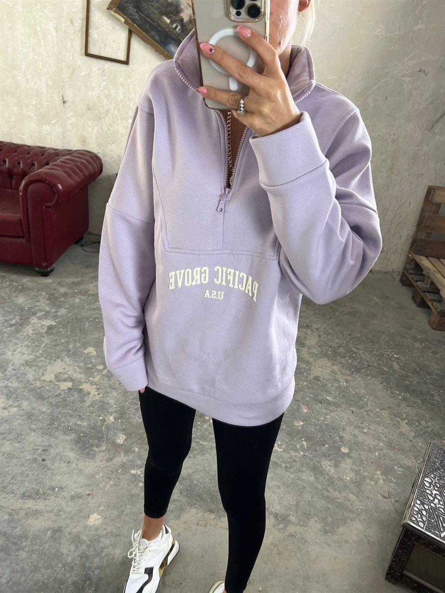 Yarım Fermuarlı Orjinal Marka Lila SweatshirtSWEATSHİRT