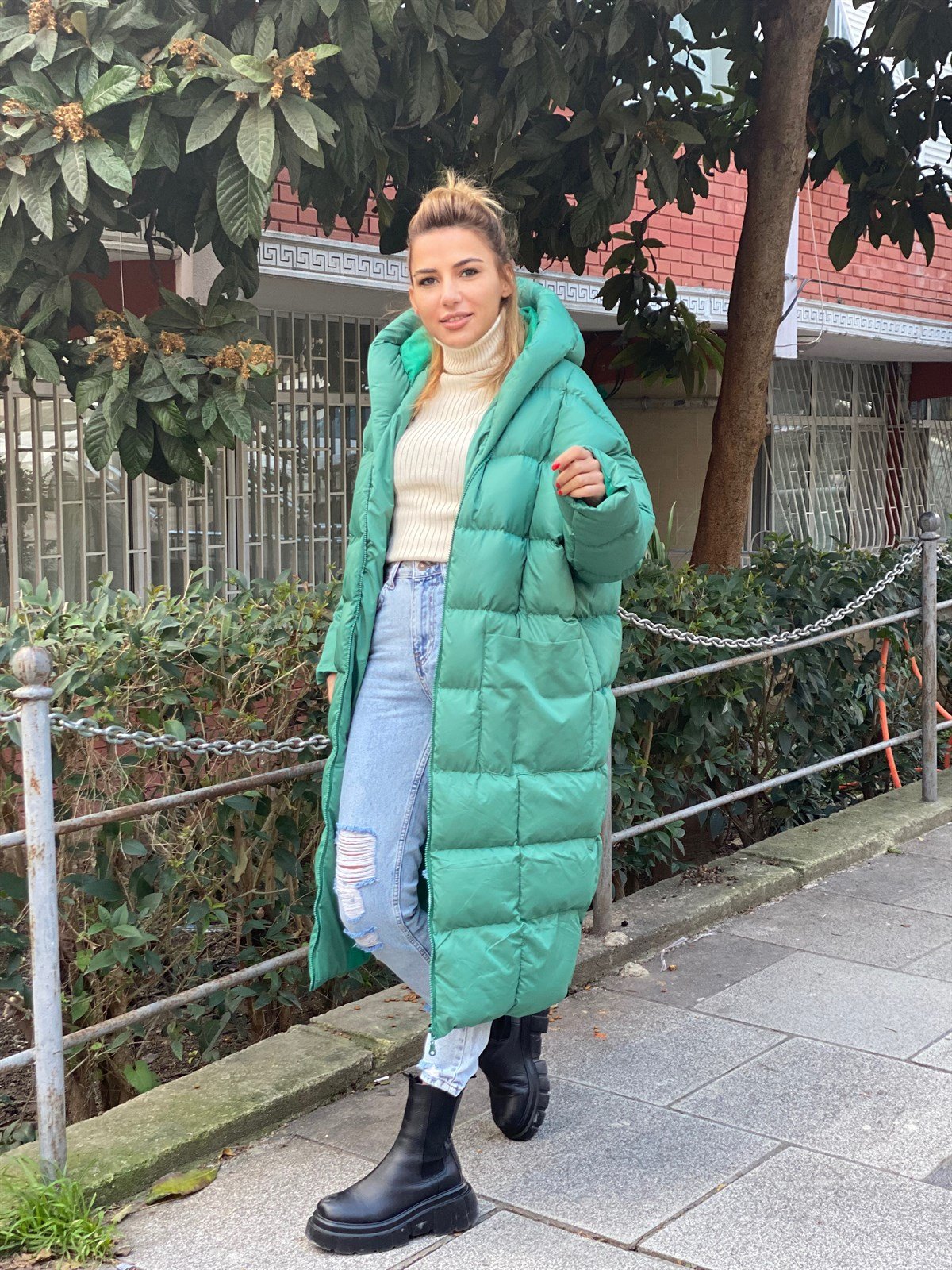 Yeşil Oversize Midi MontMONT/CEKET