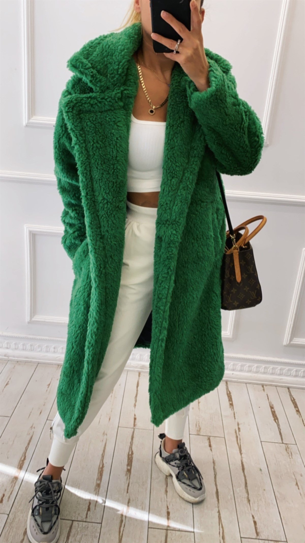 Yeşil Peluş Midi KabanMONT/CEKET