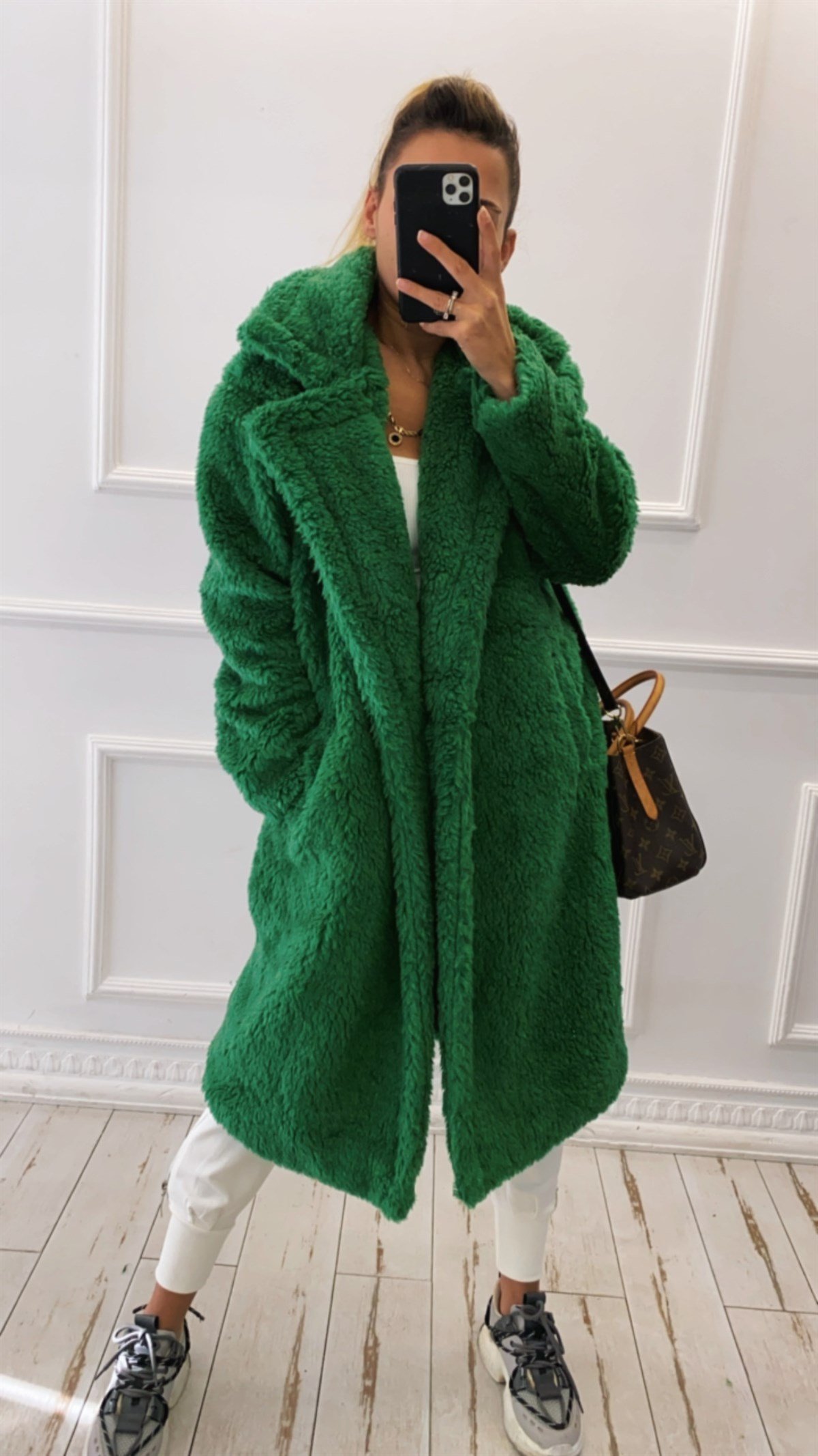Yeşil Peluş Midi KabanMONT/CEKET