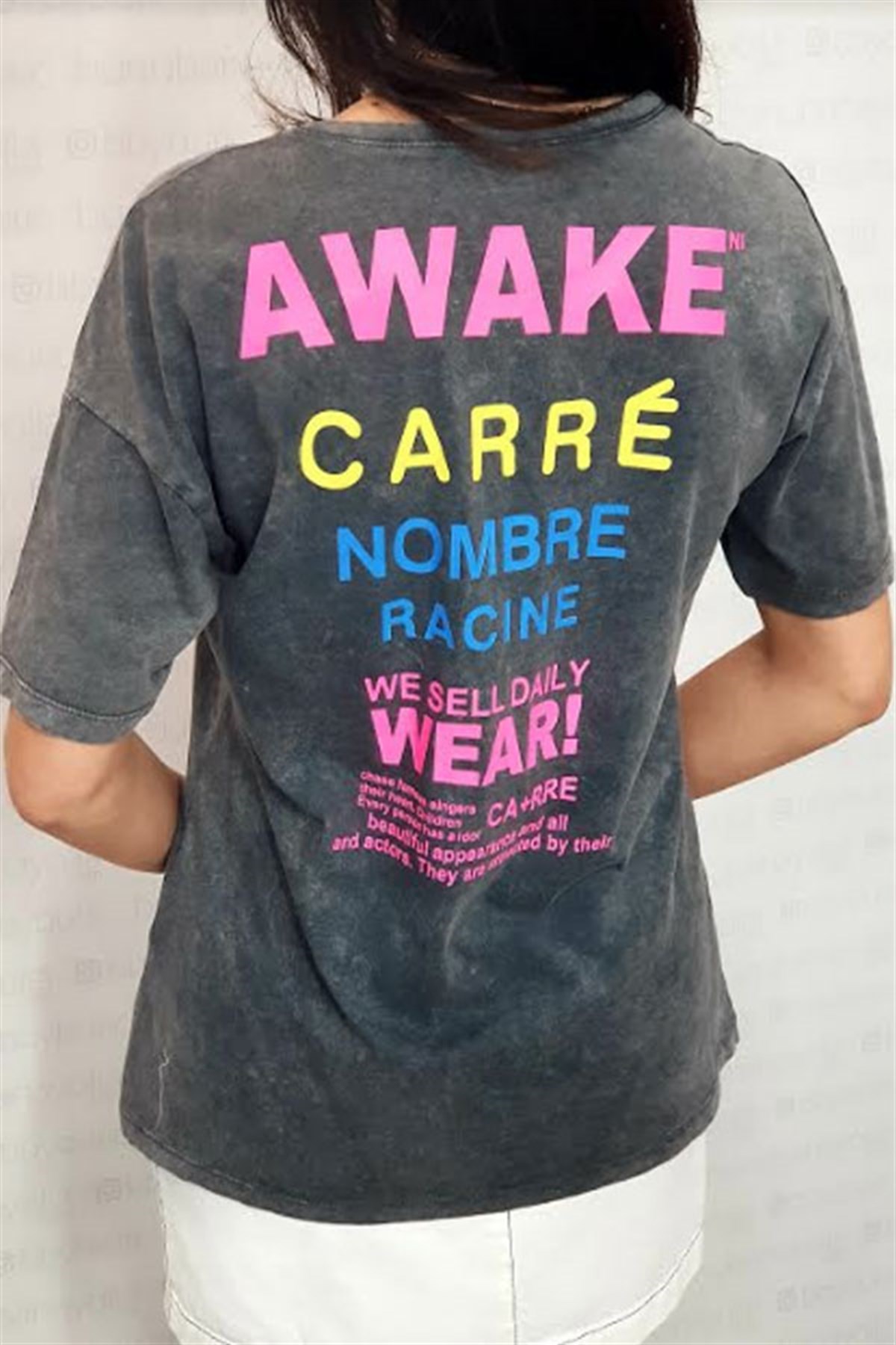 Yıkamalı Yazılı Monday Tshirt