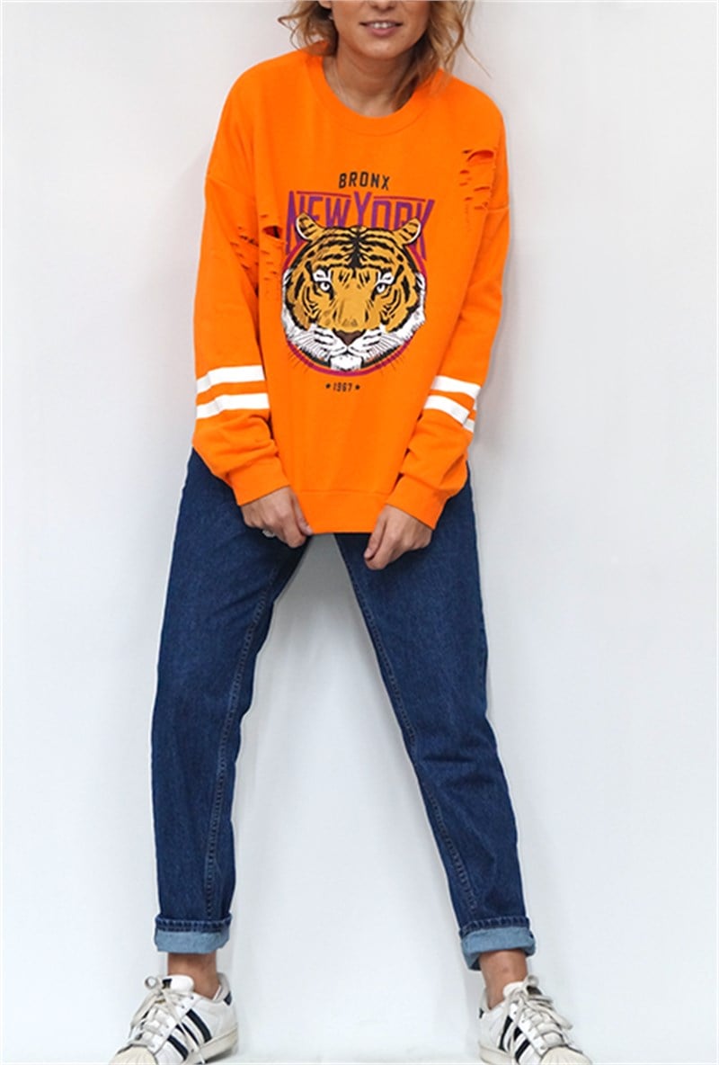 Yırtık Detaylı Bronx Sweat