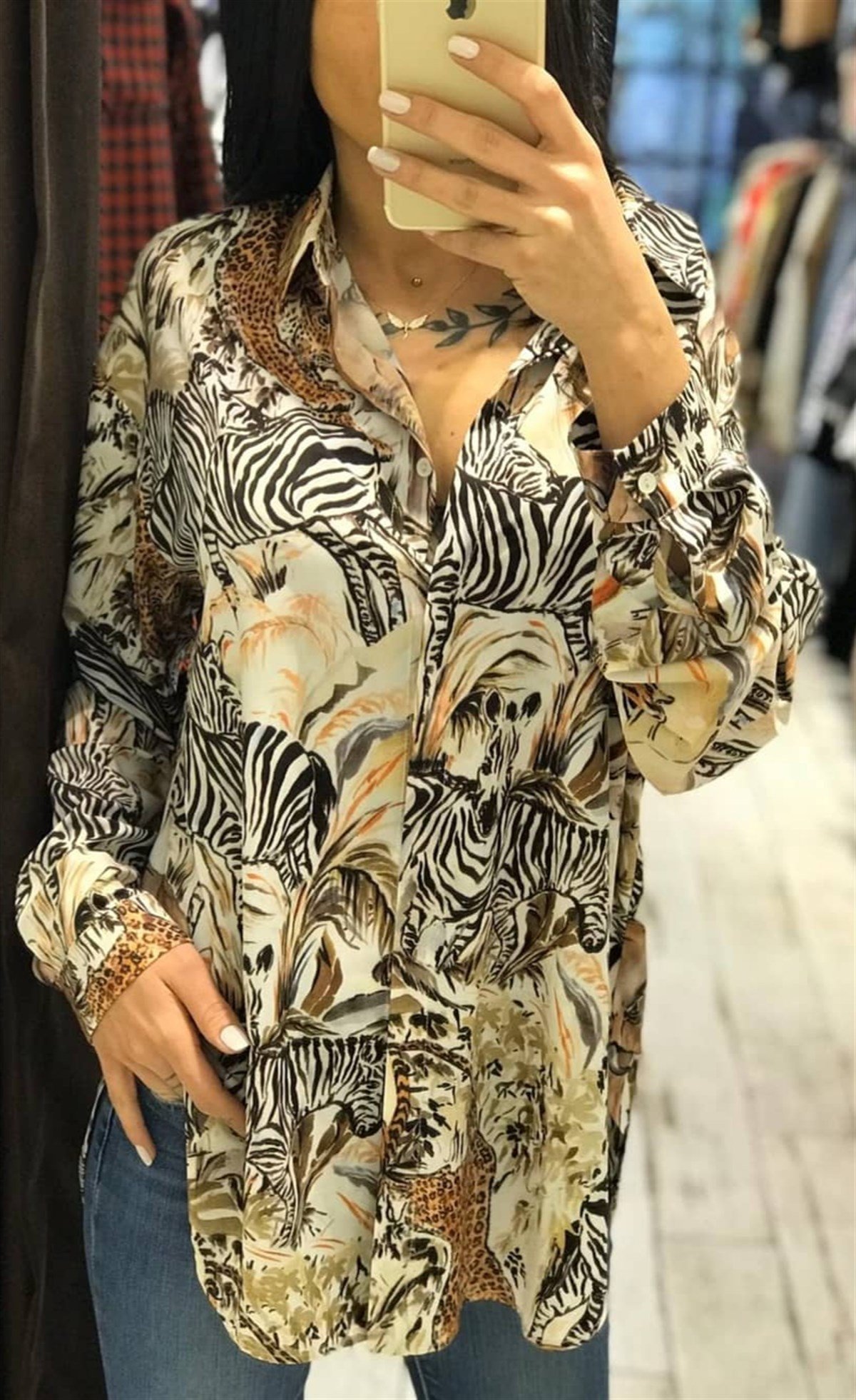 Zebra Baskılı Gömlek