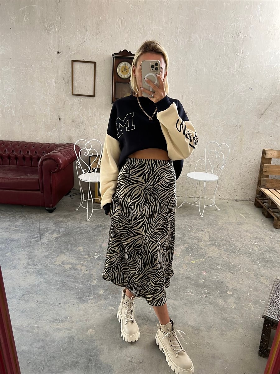 Zebra Saten Midi Çan EtekETEK