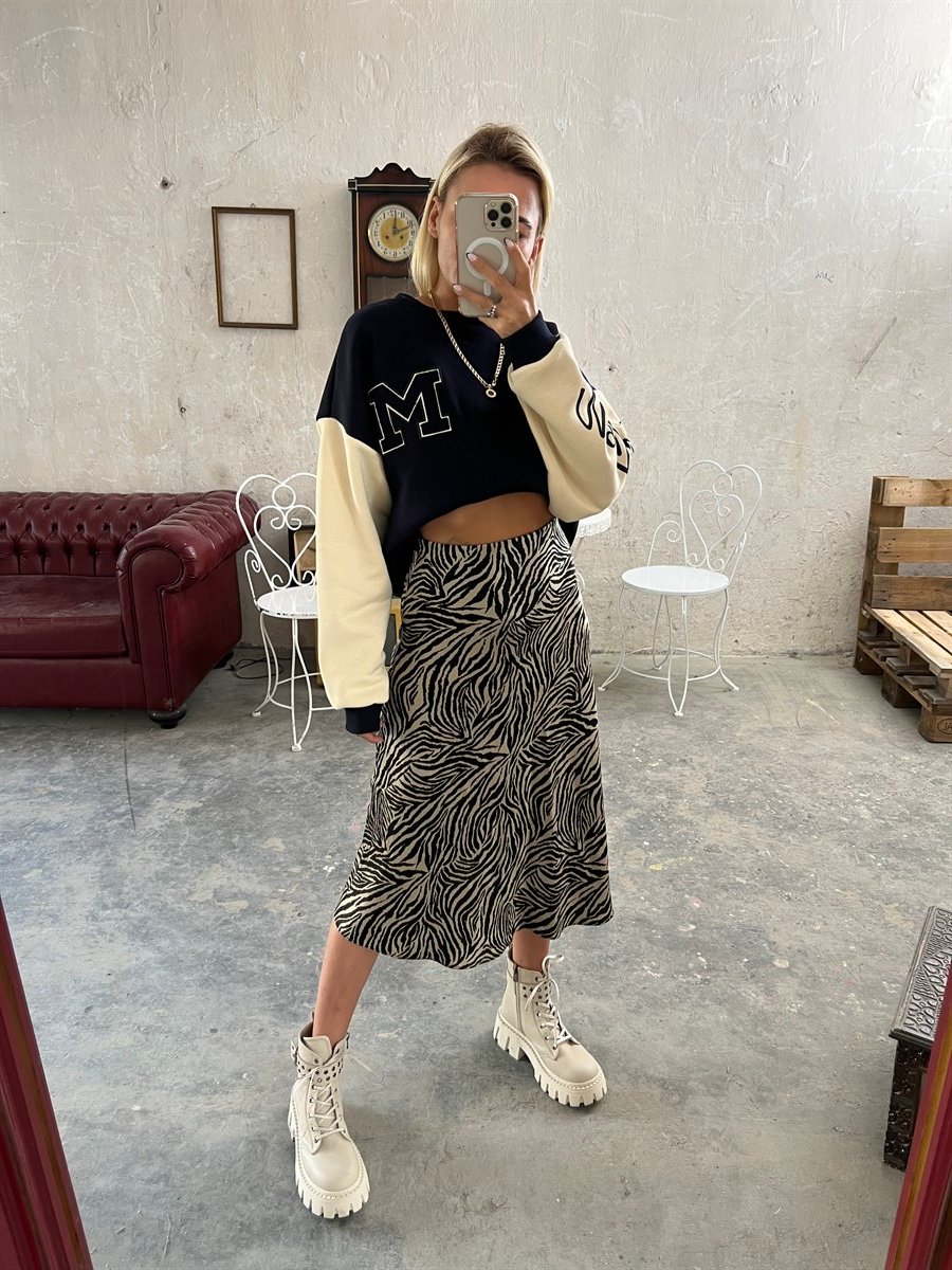 Zebra Saten Midi Çan EtekETEK