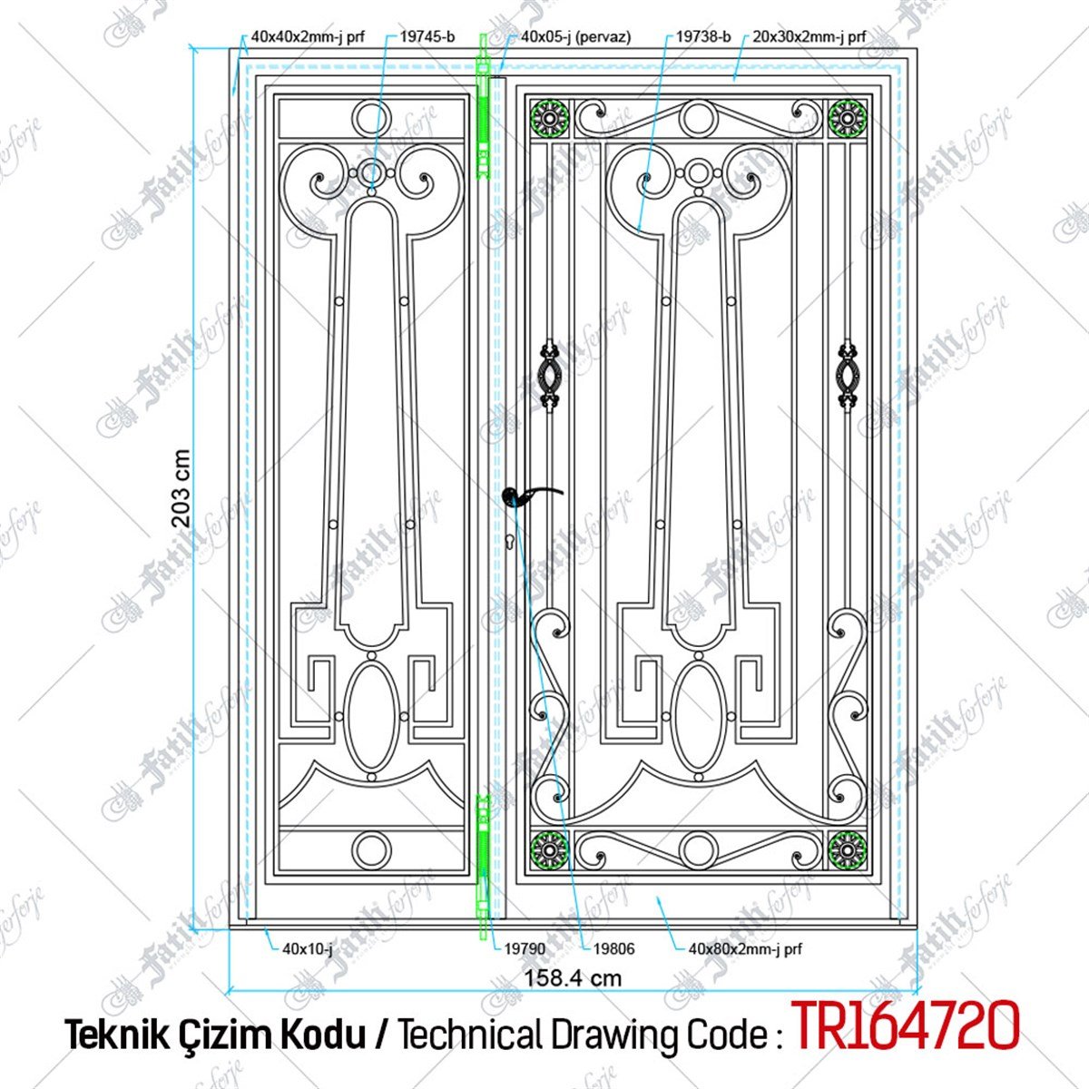 1360 KODLU FERFORJE KAPI | FERFORJE KAPILAR | Fatih Ferforje