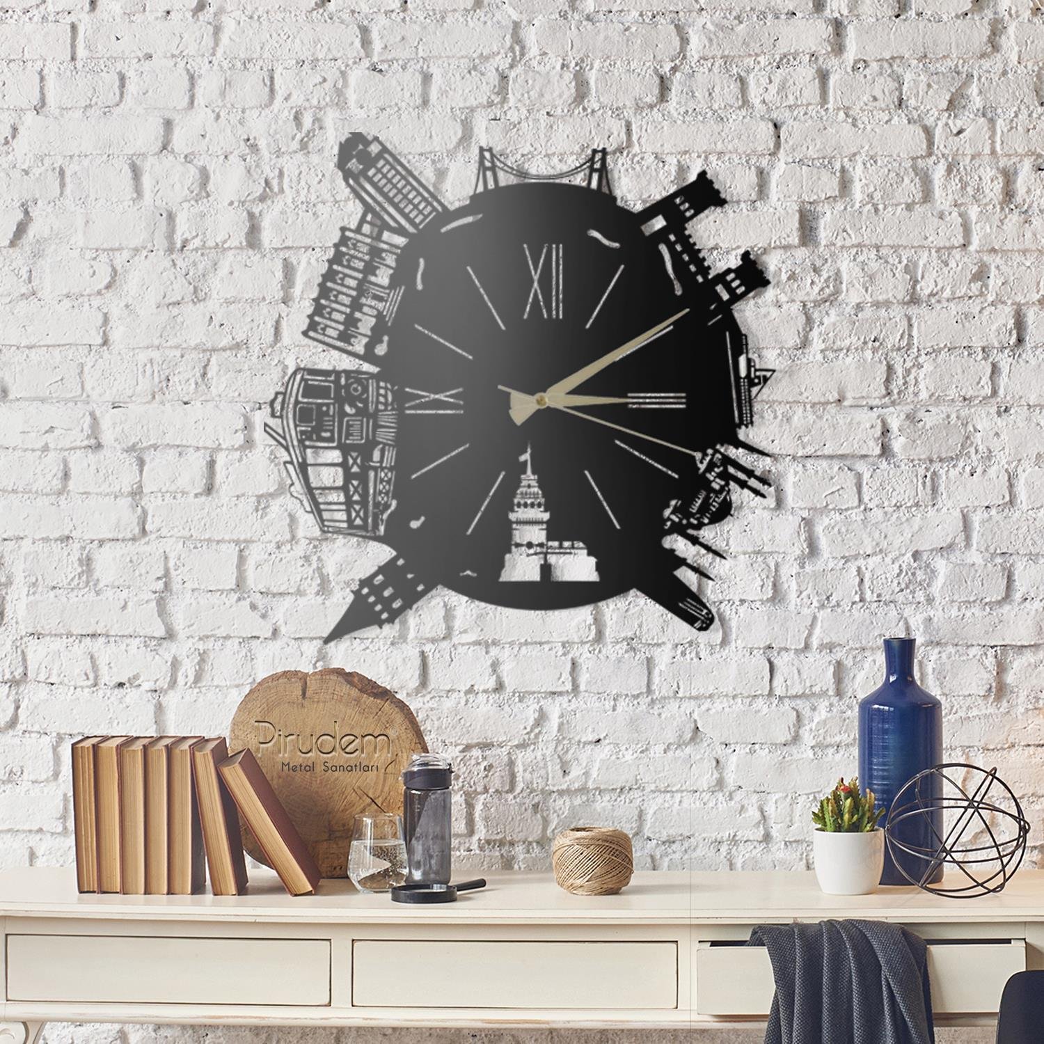 Time In Ýstanbul Metal Saat | PIRUDEM-METAL DUVAR SAATI | Fatih Ferforje