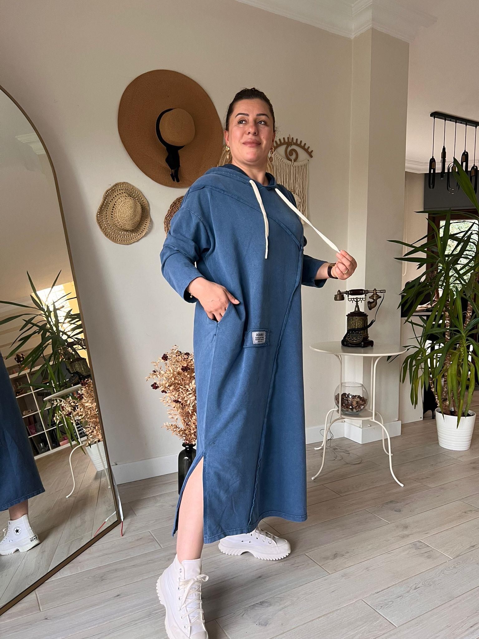 %100 Pamuk 2iplik Oversize Miki Baskılı Elbise | Mjora Butik