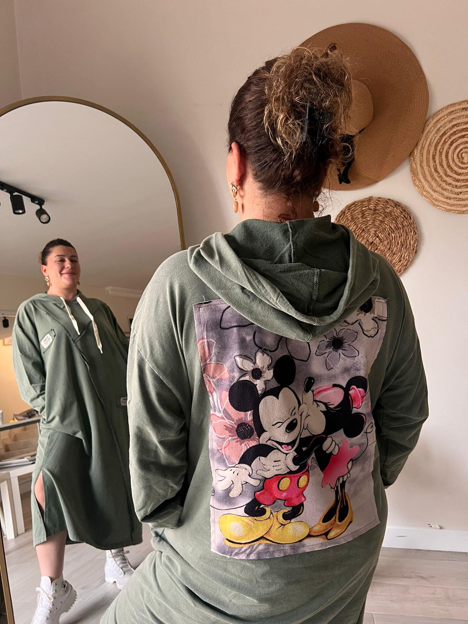 %100 Pamuk 2iplik Oversize Miki Baskılı Elbise | Mjora Butik