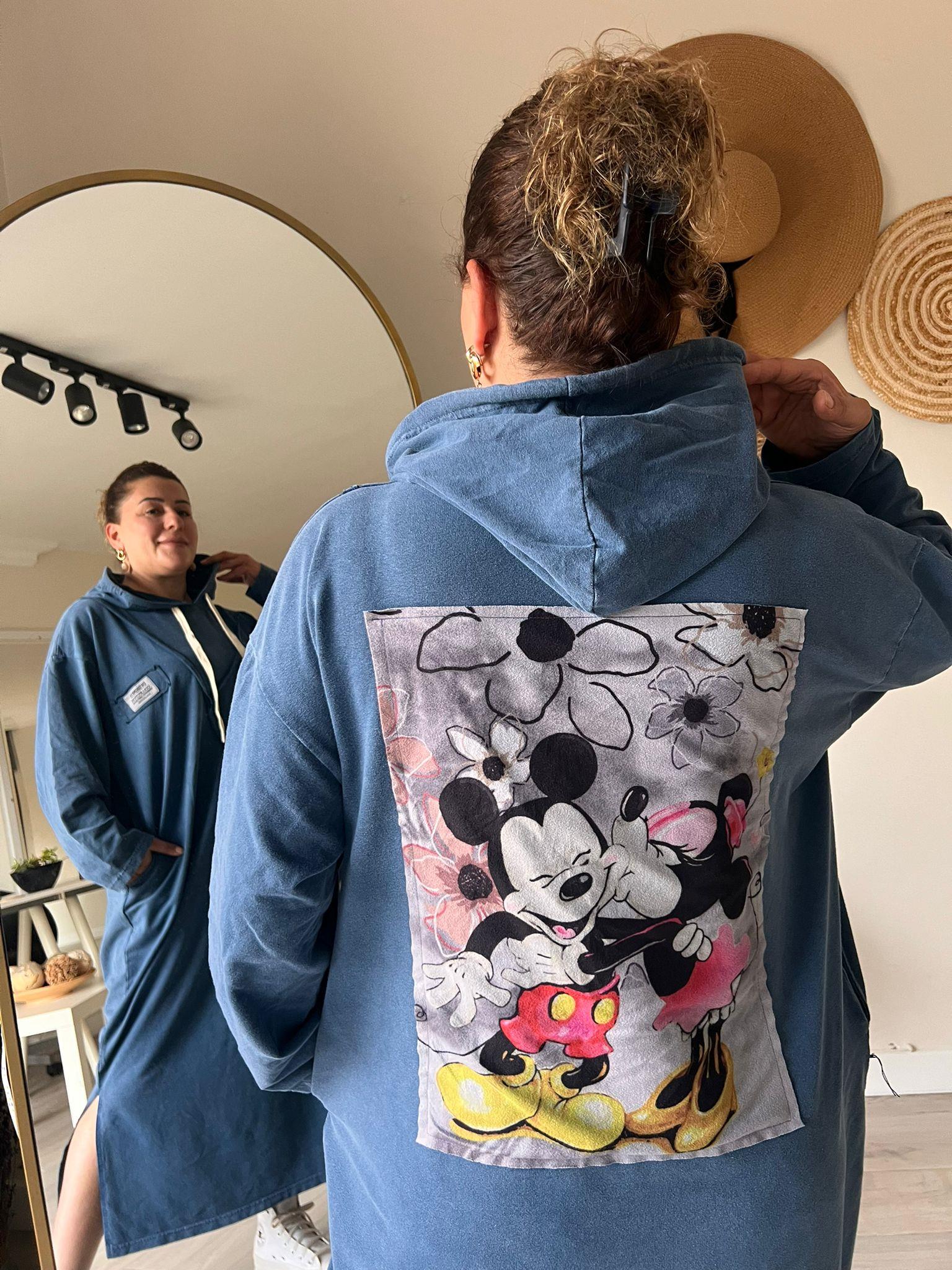 %100 Pamuk 2iplik Oversize Miki Baskılı Elbise | Mjora Butik