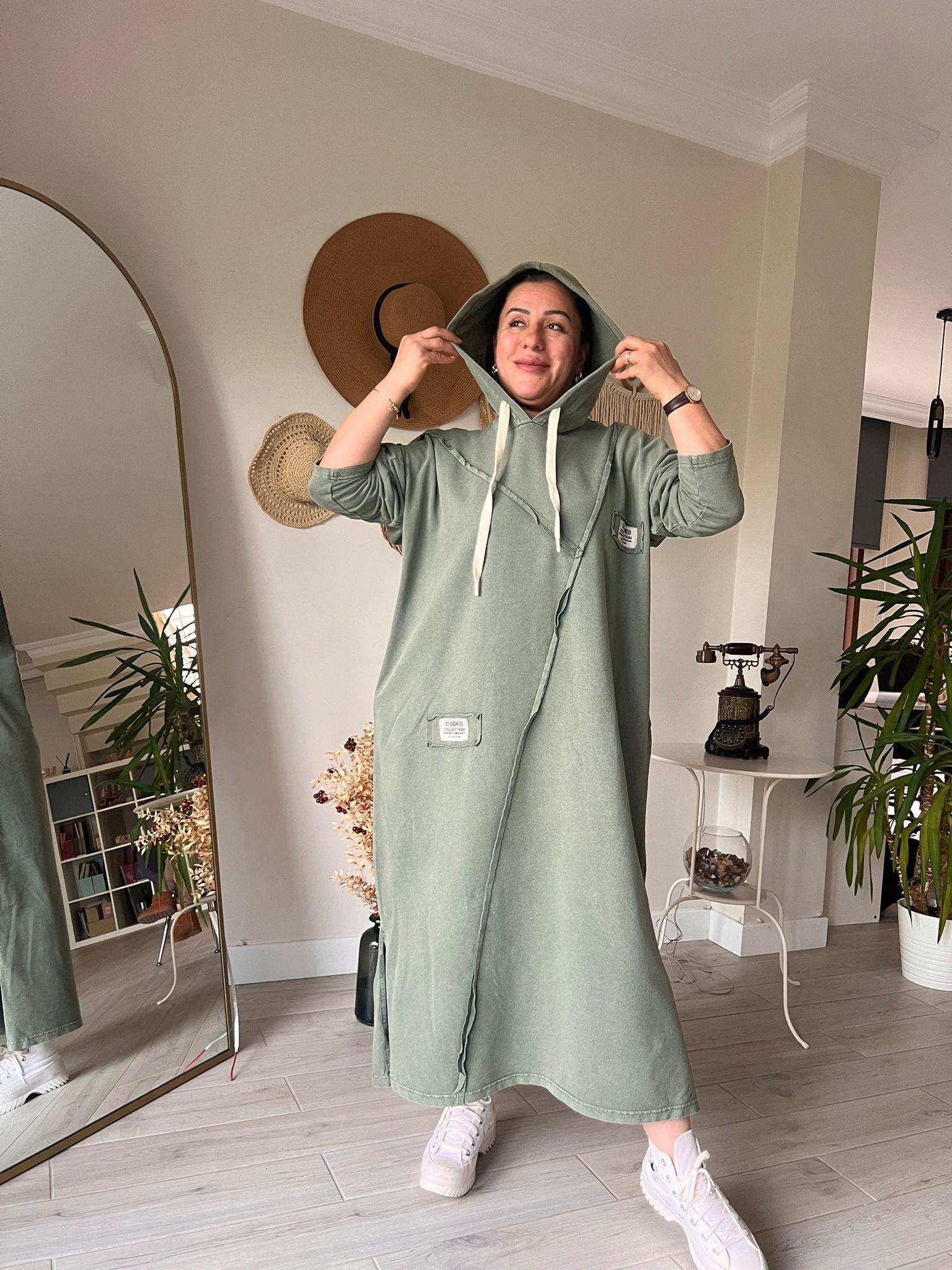 %100 Pamuk 2iplik Oversize Miki Baskılı Elbise | Mjora Butik