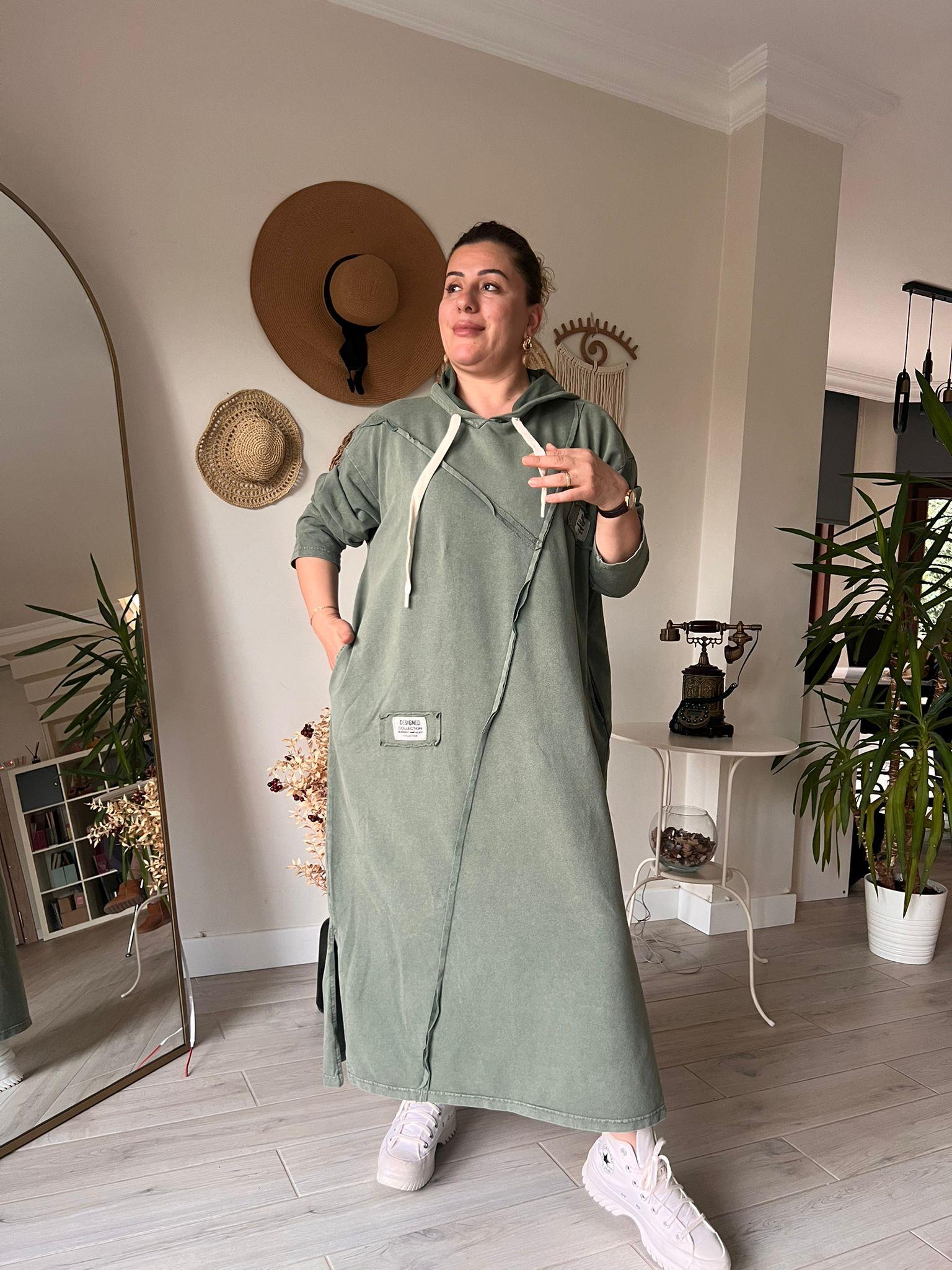 %100 Pamuk 2iplik Oversize Miki Baskılı Elbise | Mjora Butik