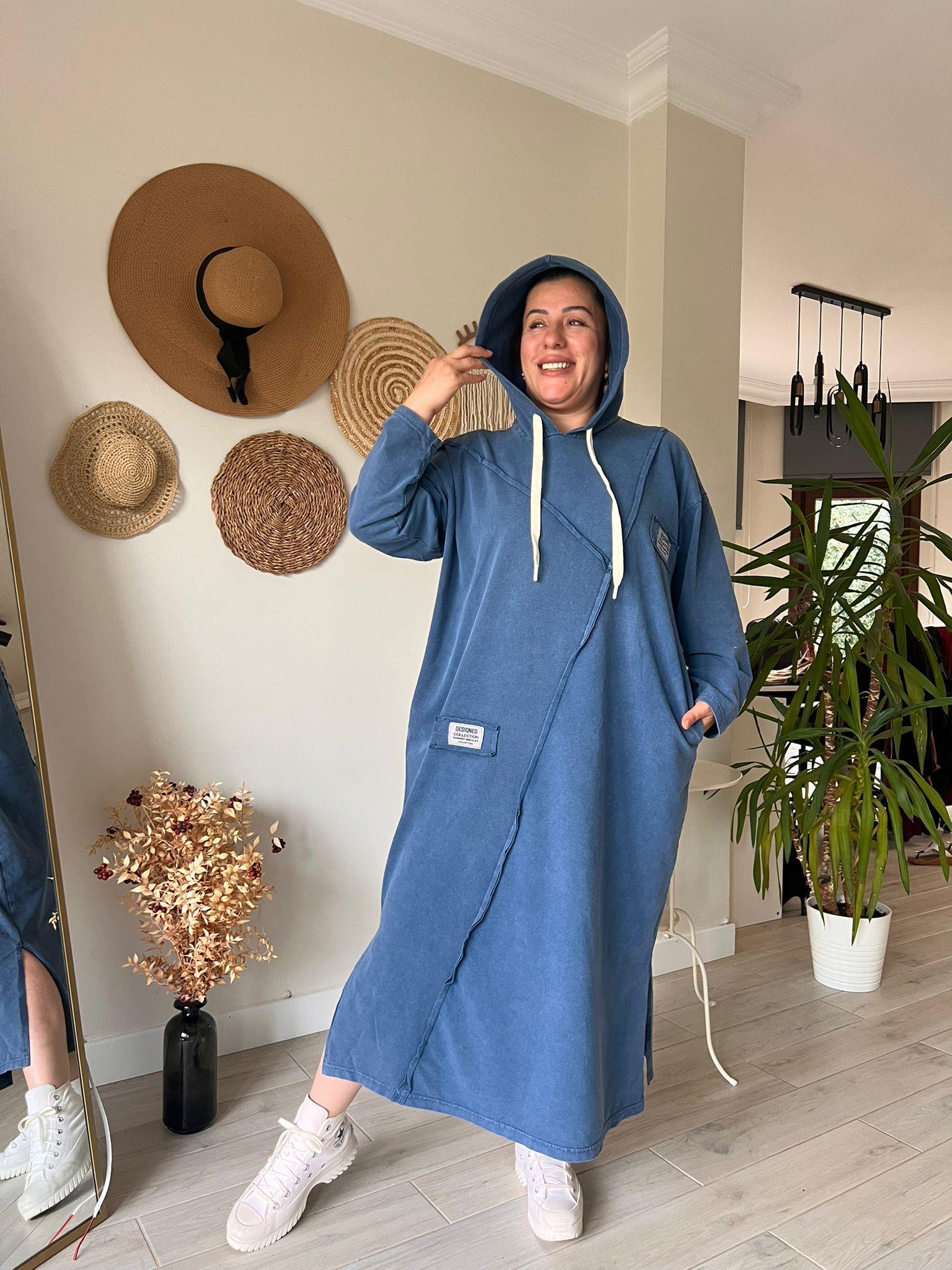 %100 Pamuk 2iplik Oversize Miki Baskılı Elbise | Mjora Butik