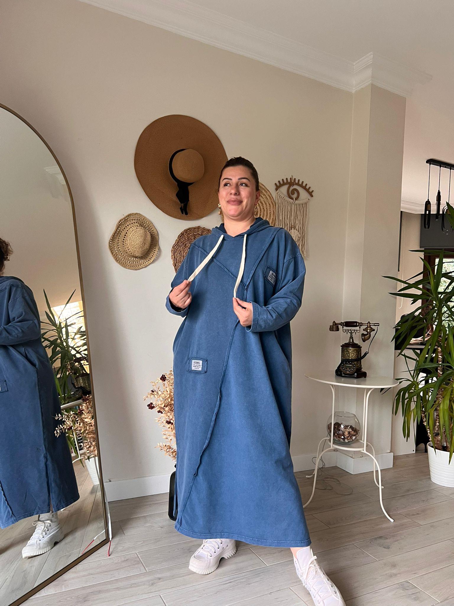 %100 Pamuk 2iplik Oversize Miki Baskılı Elbise | Mjora Butik