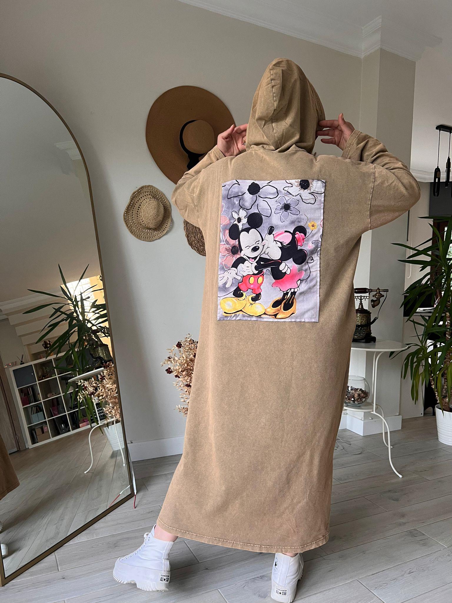 %100 Pamuk 2iplik Oversize Miki Baskılı Elbise | Mjora Butik