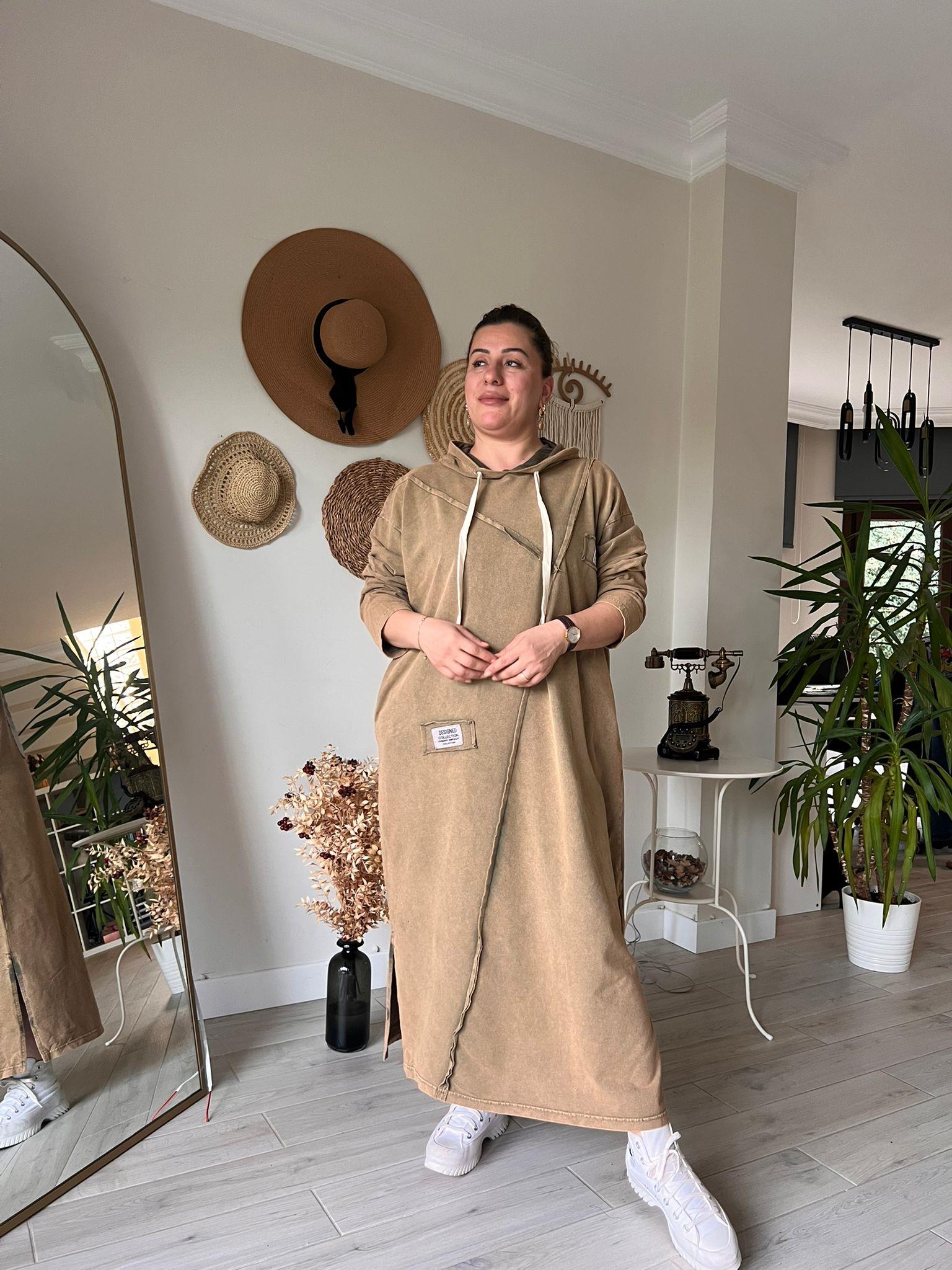 %100 Pamuk 2iplik Oversize Miki Baskılı Elbise | Mjora Butik