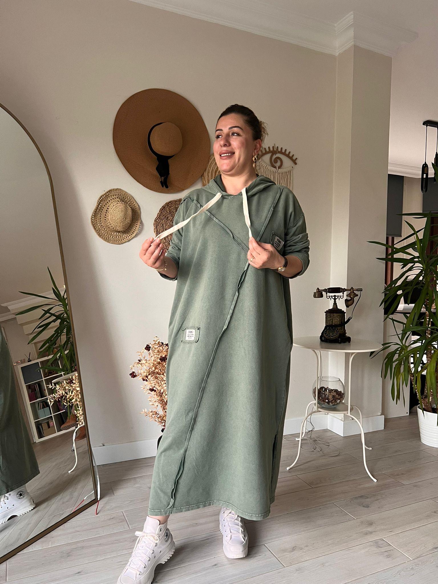 %100 Pamuk 2iplik Oversize Miki Baskılı Elbise | Mjora Butik