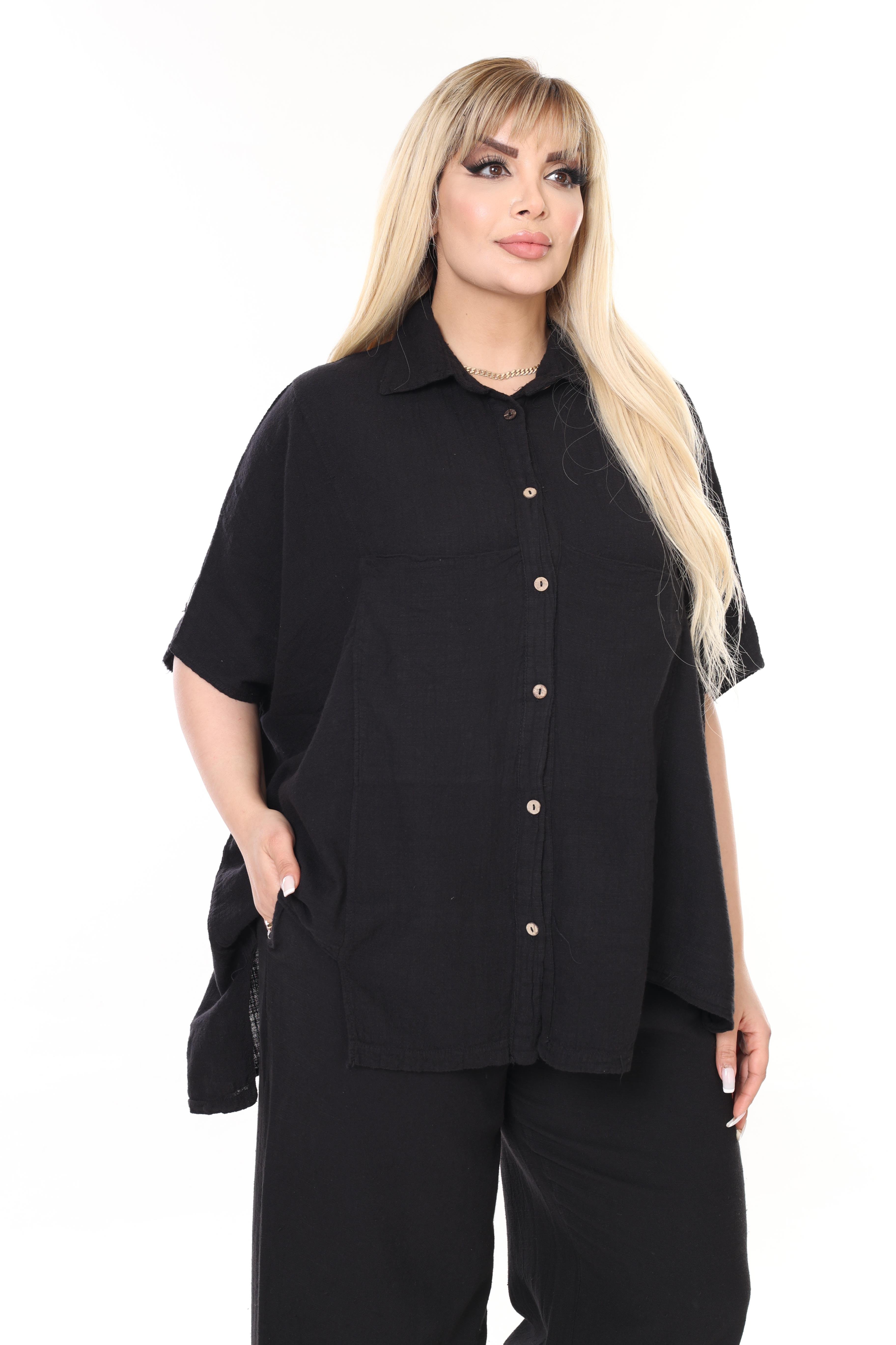 %100 Pamuk Keten Geniş Kesim Pantolon&Gömlek Takım